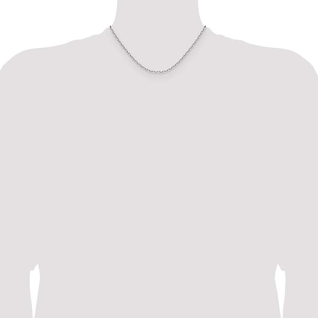 14k White Gold 2.1mm Solid Beveled Paperclip Chain