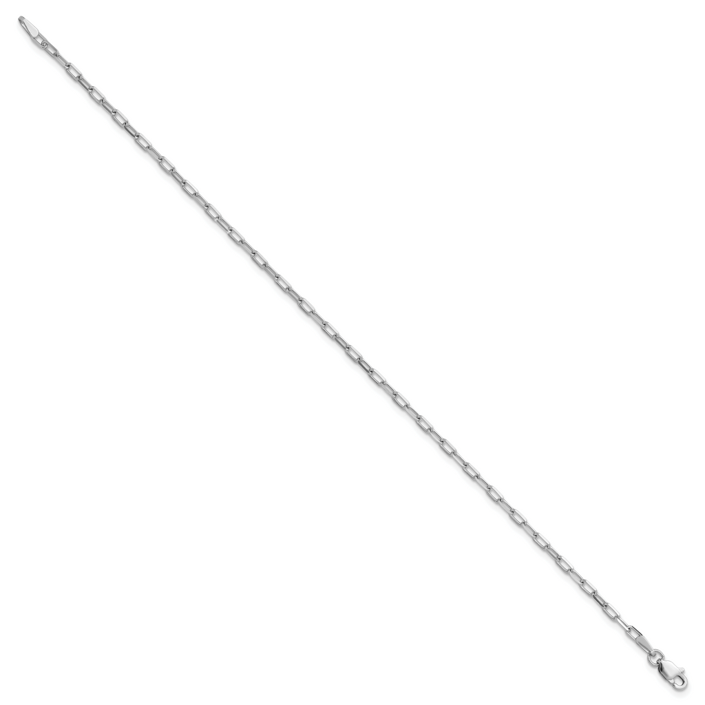 14K White Gold Solid Paperclip Chain Necklace 2.1mm