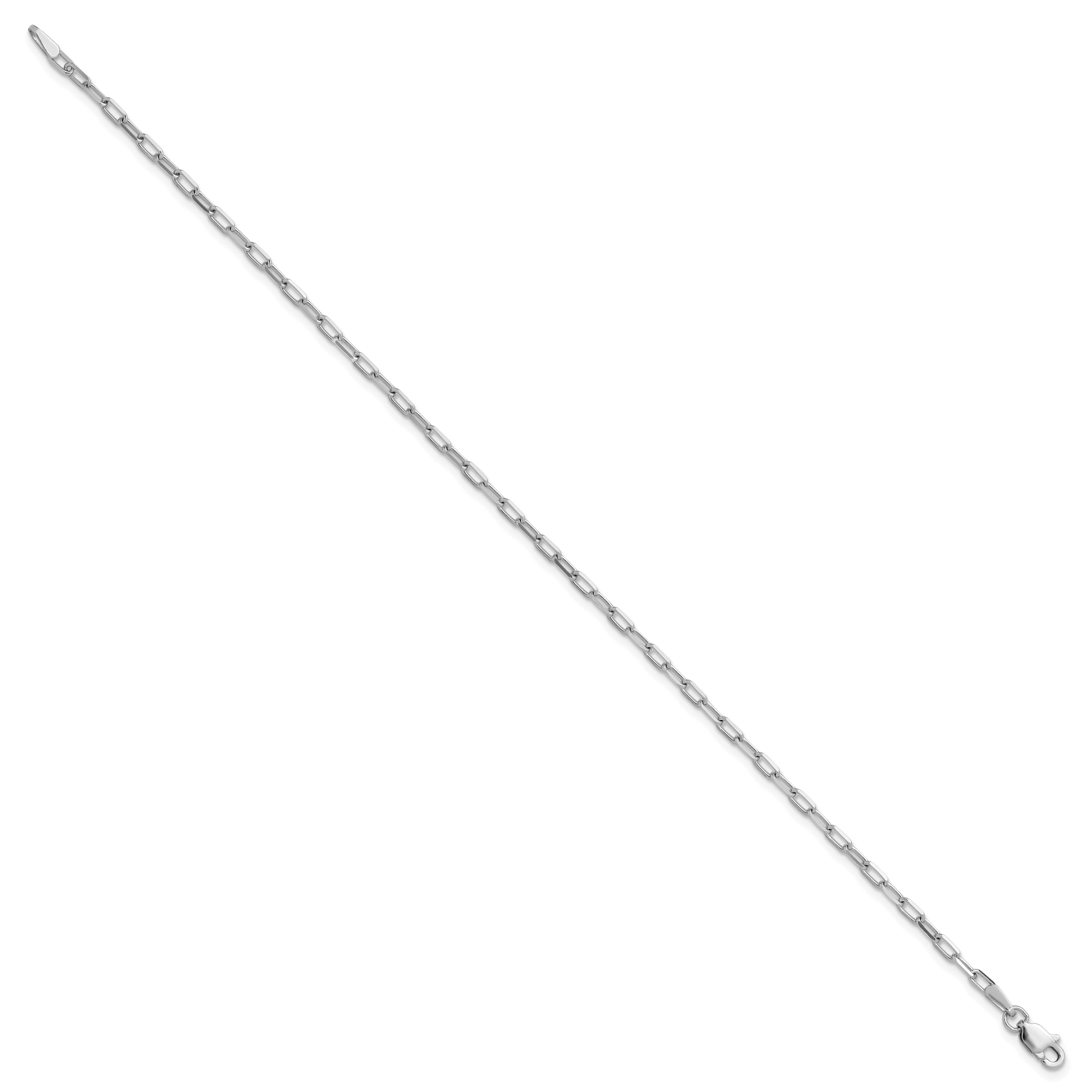 14K White Gold Solid Paperclip Chain Necklace 2.1mm