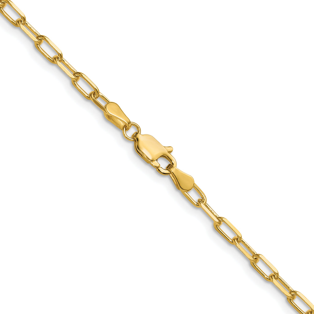 14K Yellow Gold Solid Paperclip Chain Necklace 3mm