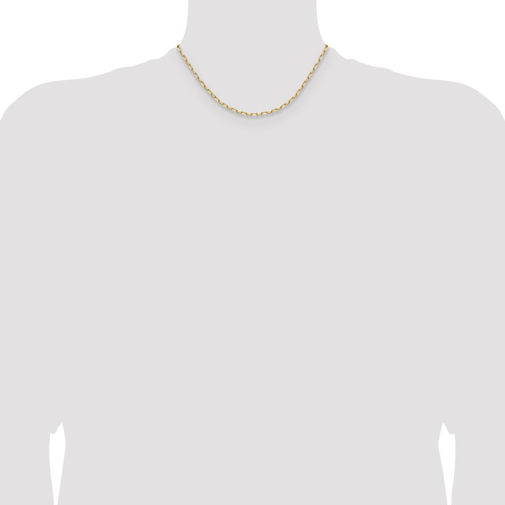 14K Yellow Gold Solid Paperclip Chain Necklace 3mm