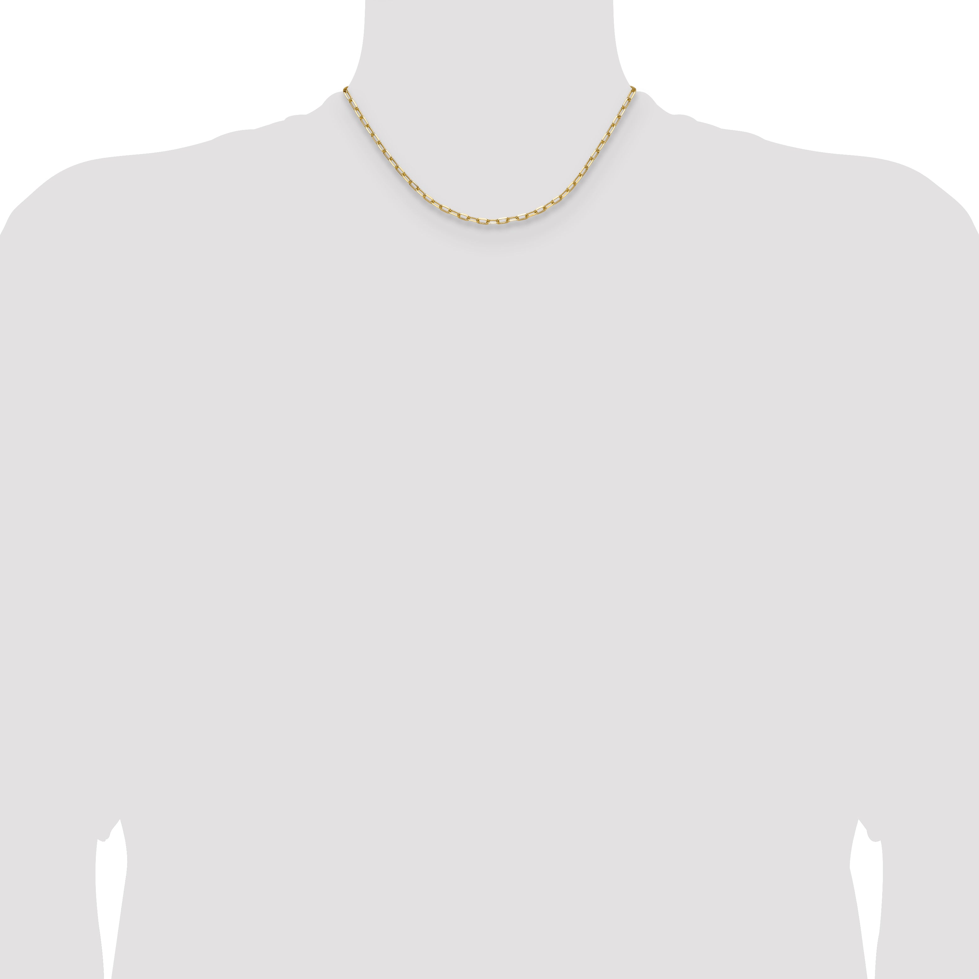 14K Yellow Gold Solid Paperclip Chain Necklace 3mm