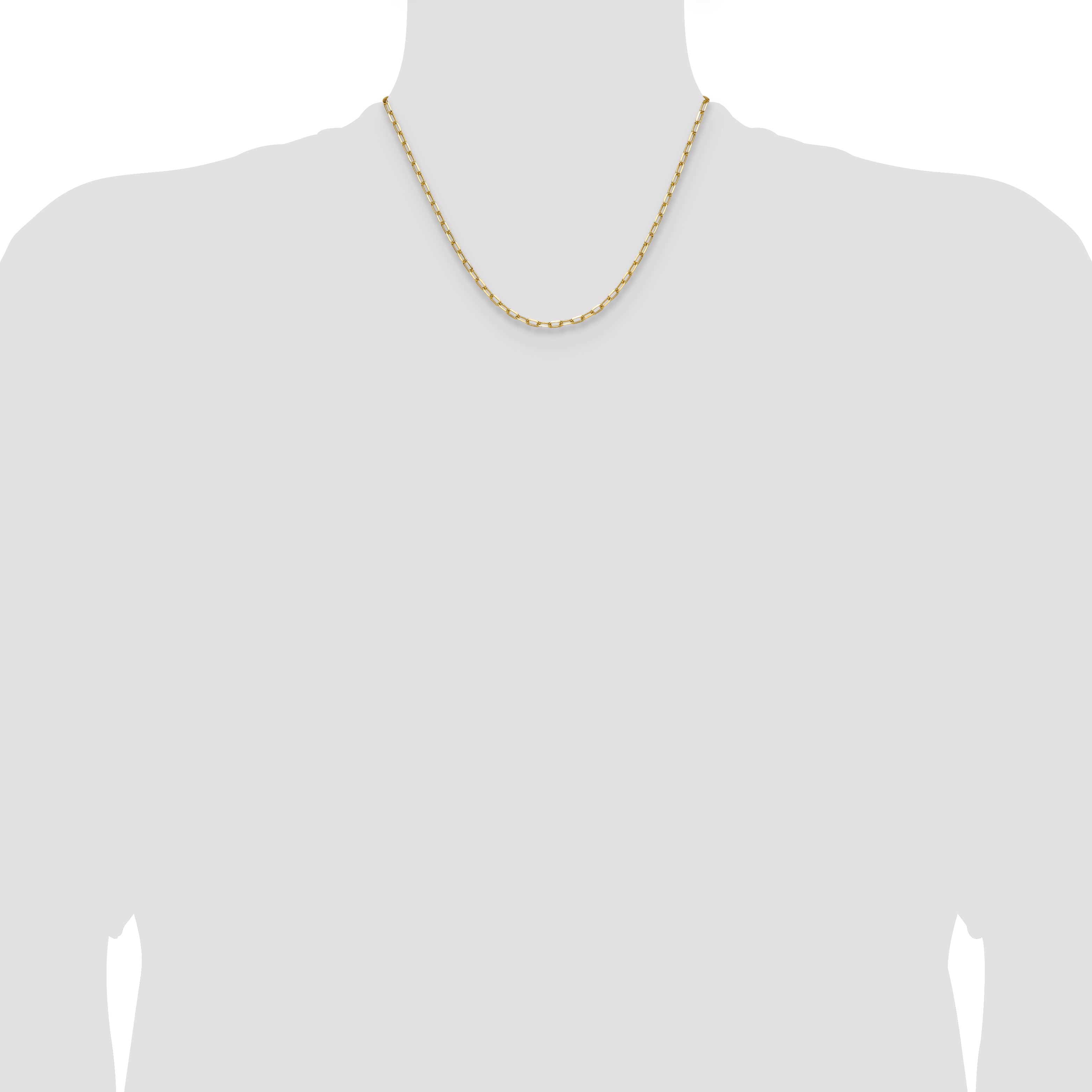 14k 3.0mm Solid Beveled Paperclip Chain
