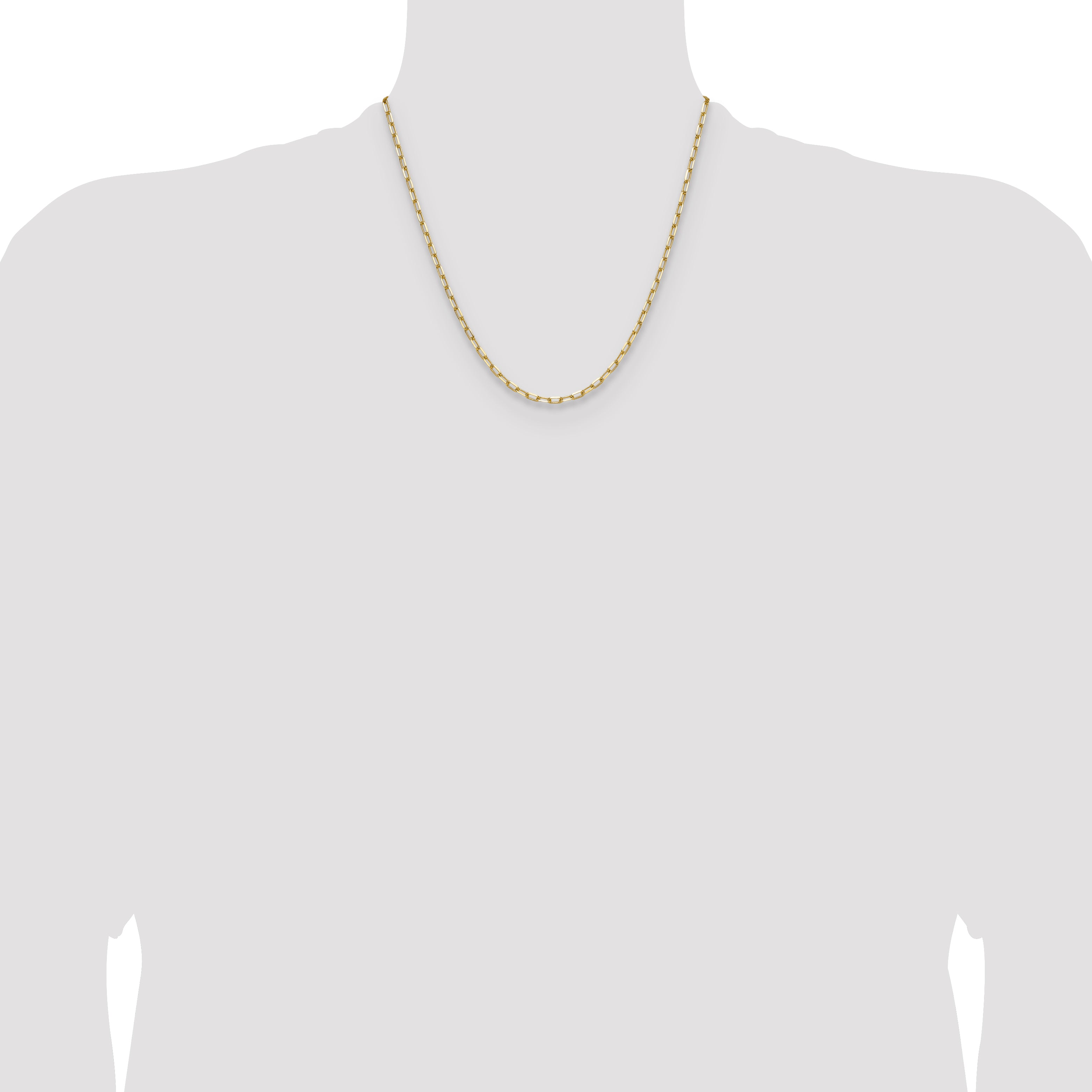 14k 3.0mm Solid Beveled Paperclip Chain
