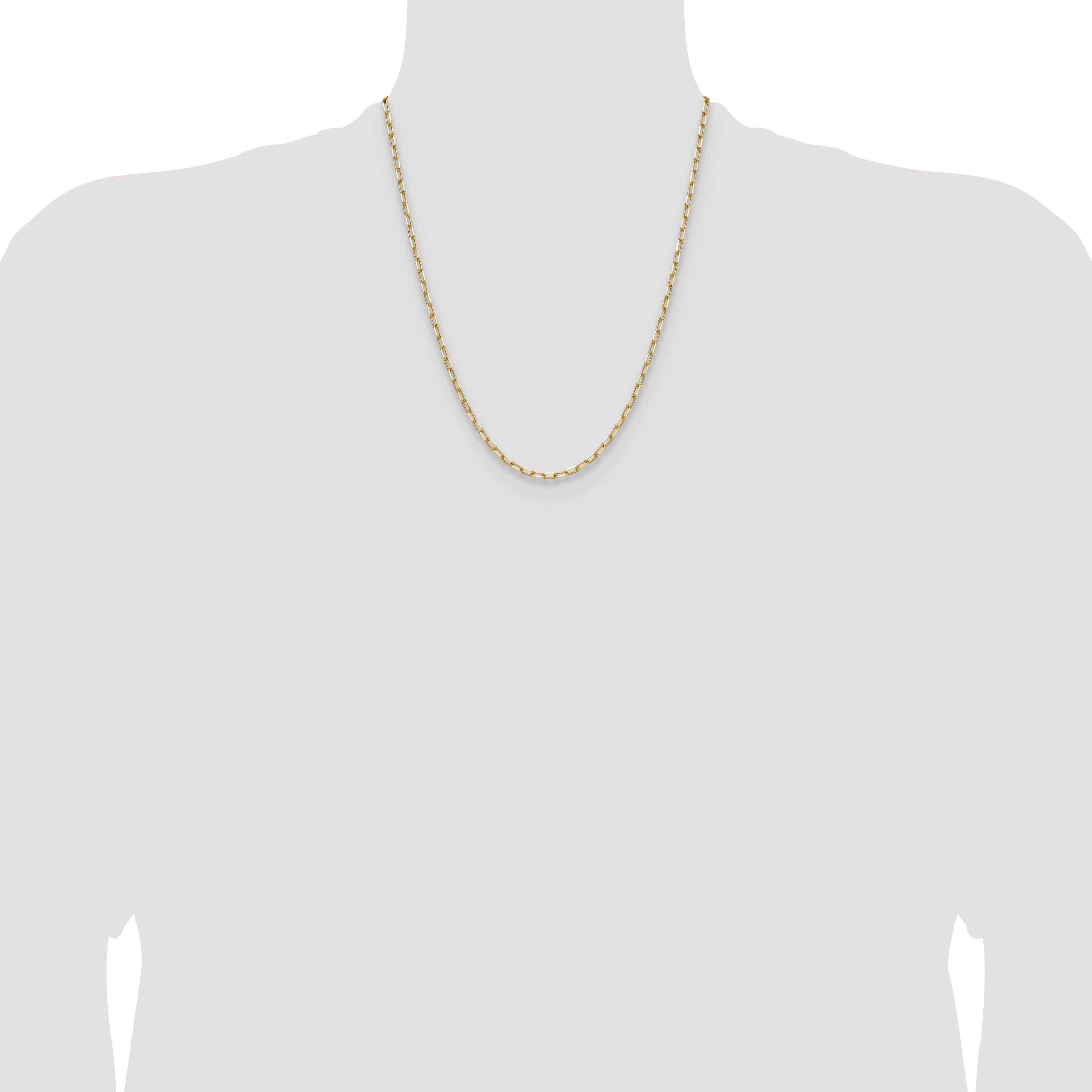 14k 3.0mm Solid Beveled Paperclip Chain