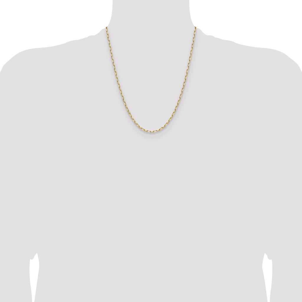 14k 3.0mm Solid Beveled Paperclip Chain