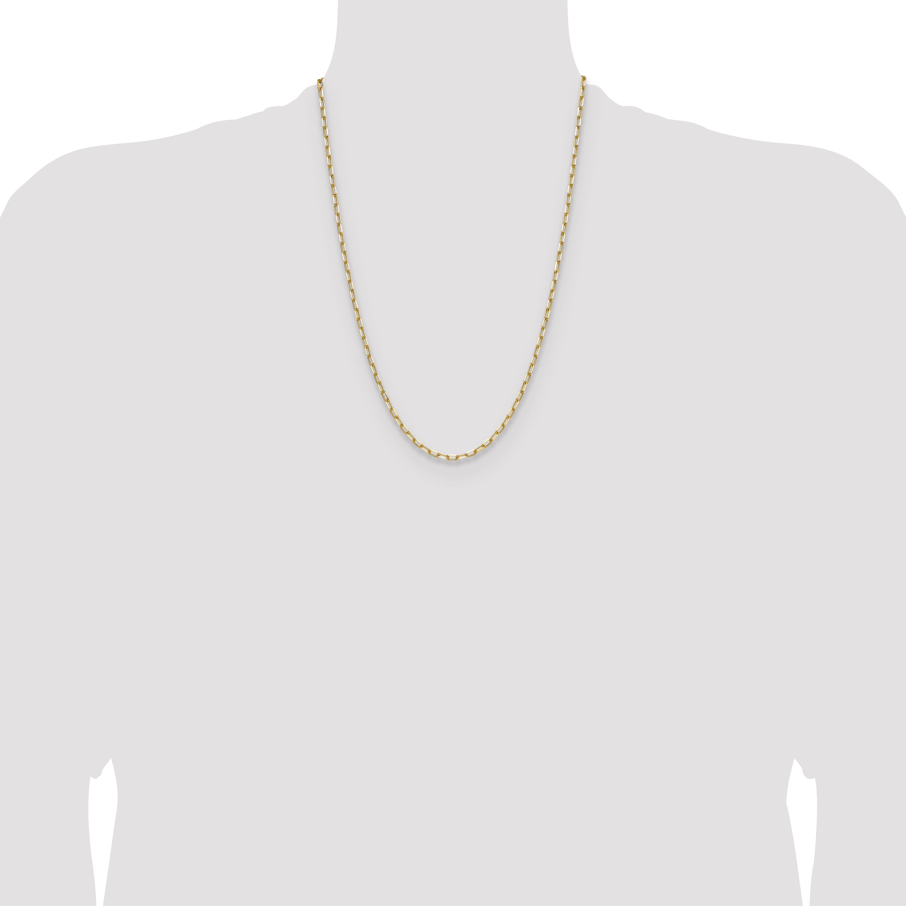 14k 3.0mm Solid Beveled Paperclip Chain
