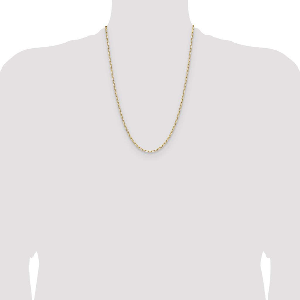14k 3.0mm Solid Beveled Paperclip Chain