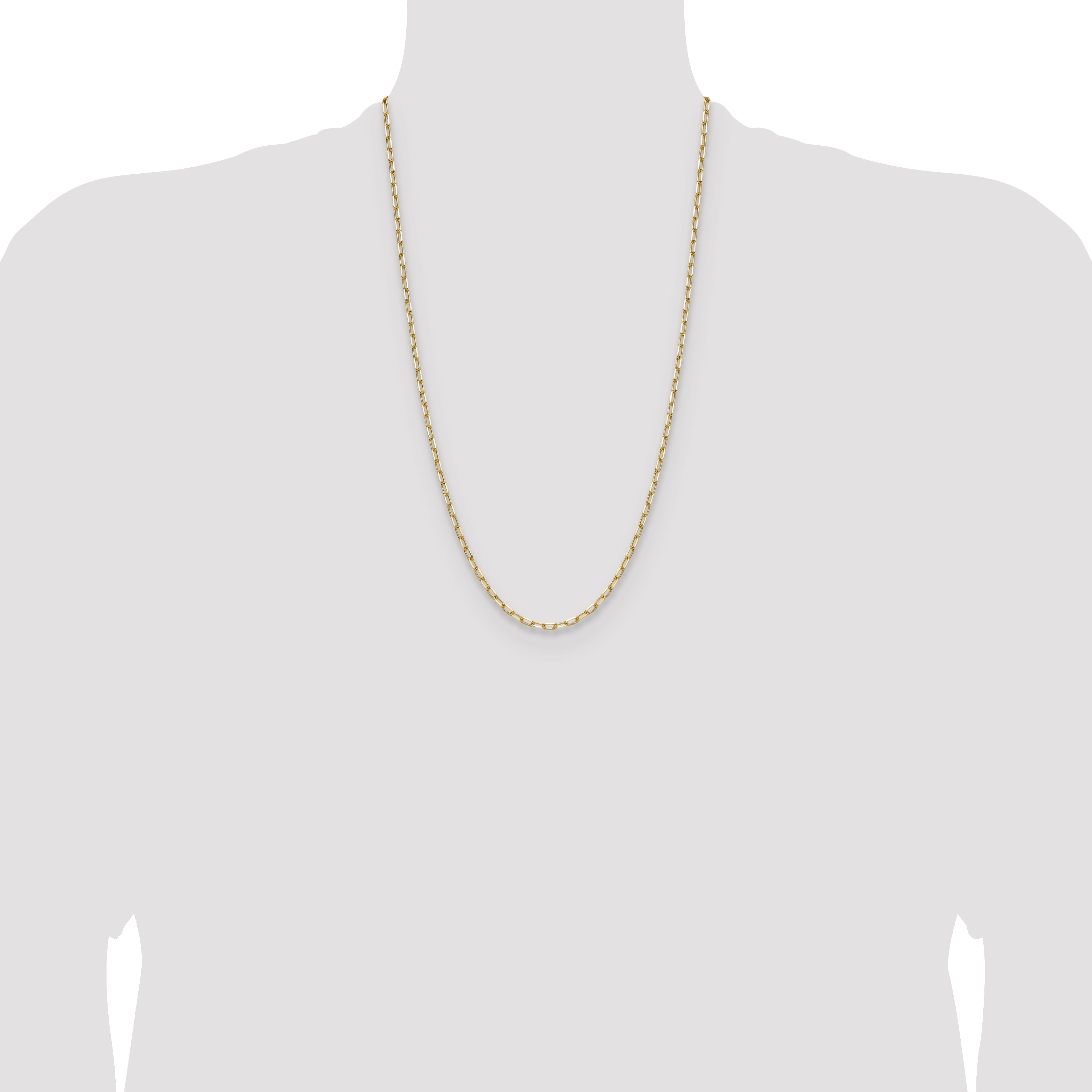 14k 3.0mm Solid Beveled Paperclip Chain