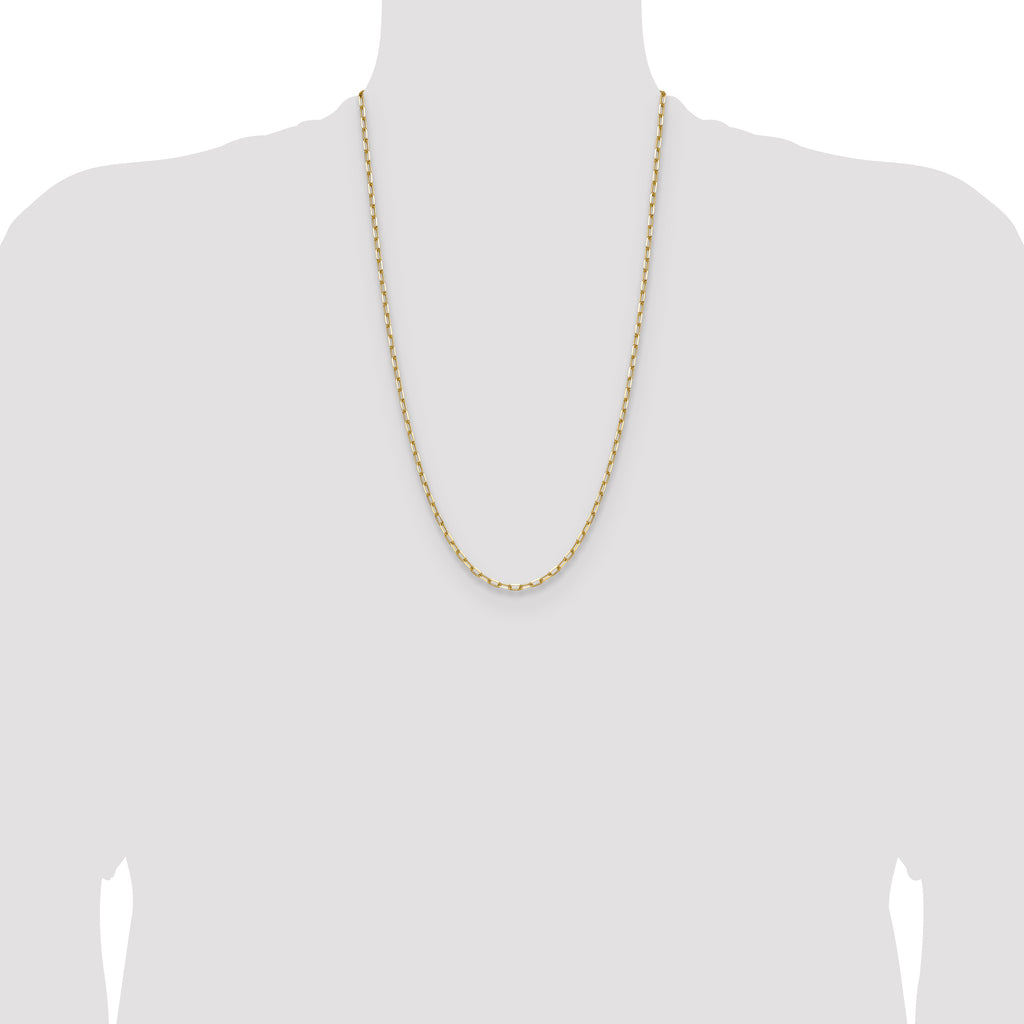 14k 3.0mm Solid Beveled Paperclip Chain