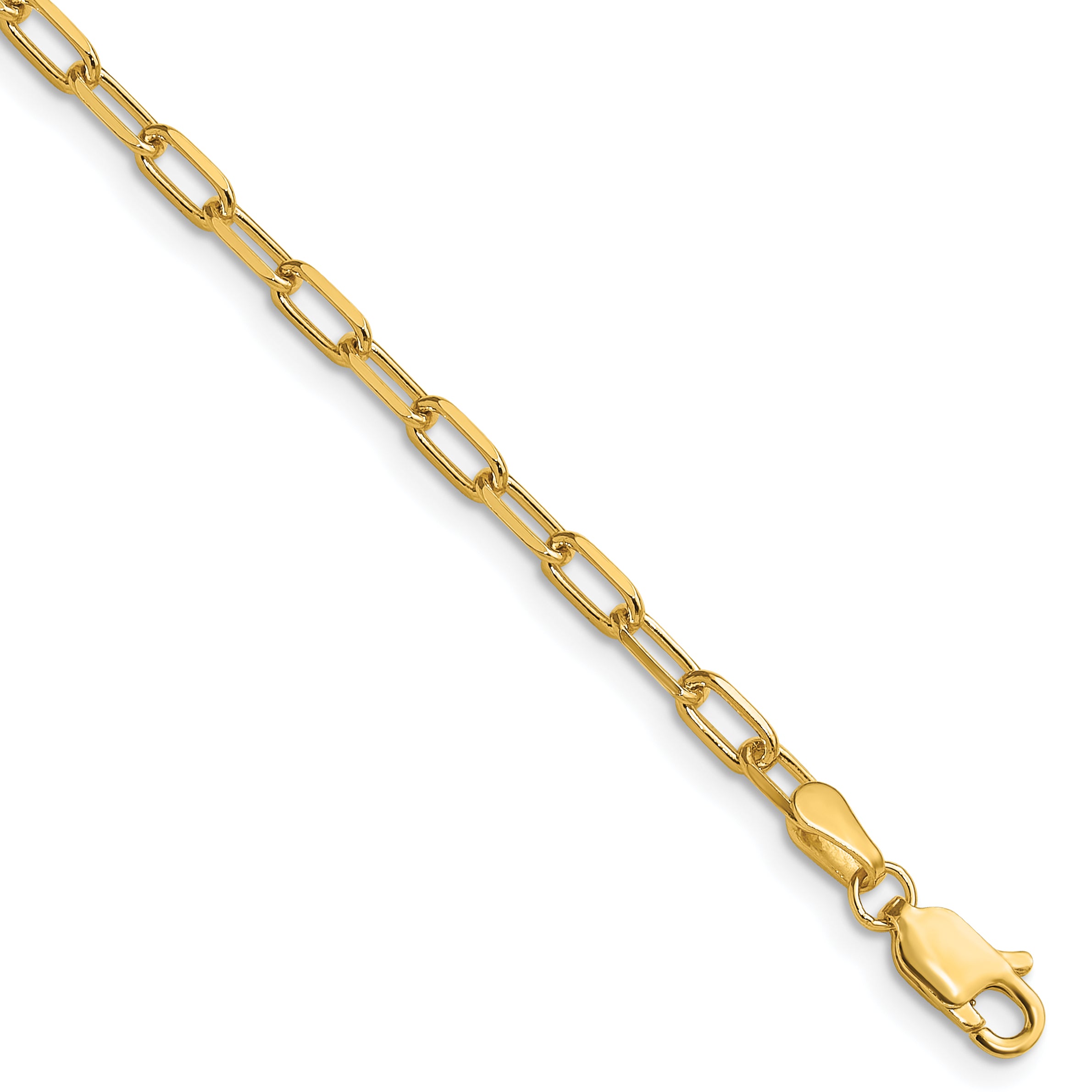 14k 3.0mm Solid Beveled Paperclip Chain