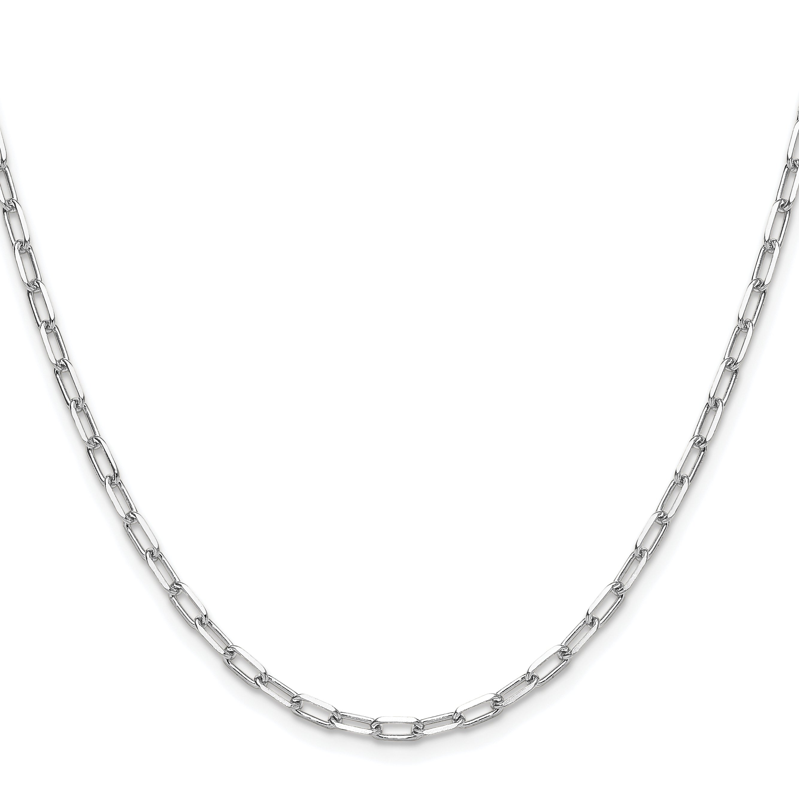 14k White Gold 3.0mm Solid Beveled Paperclip Chain