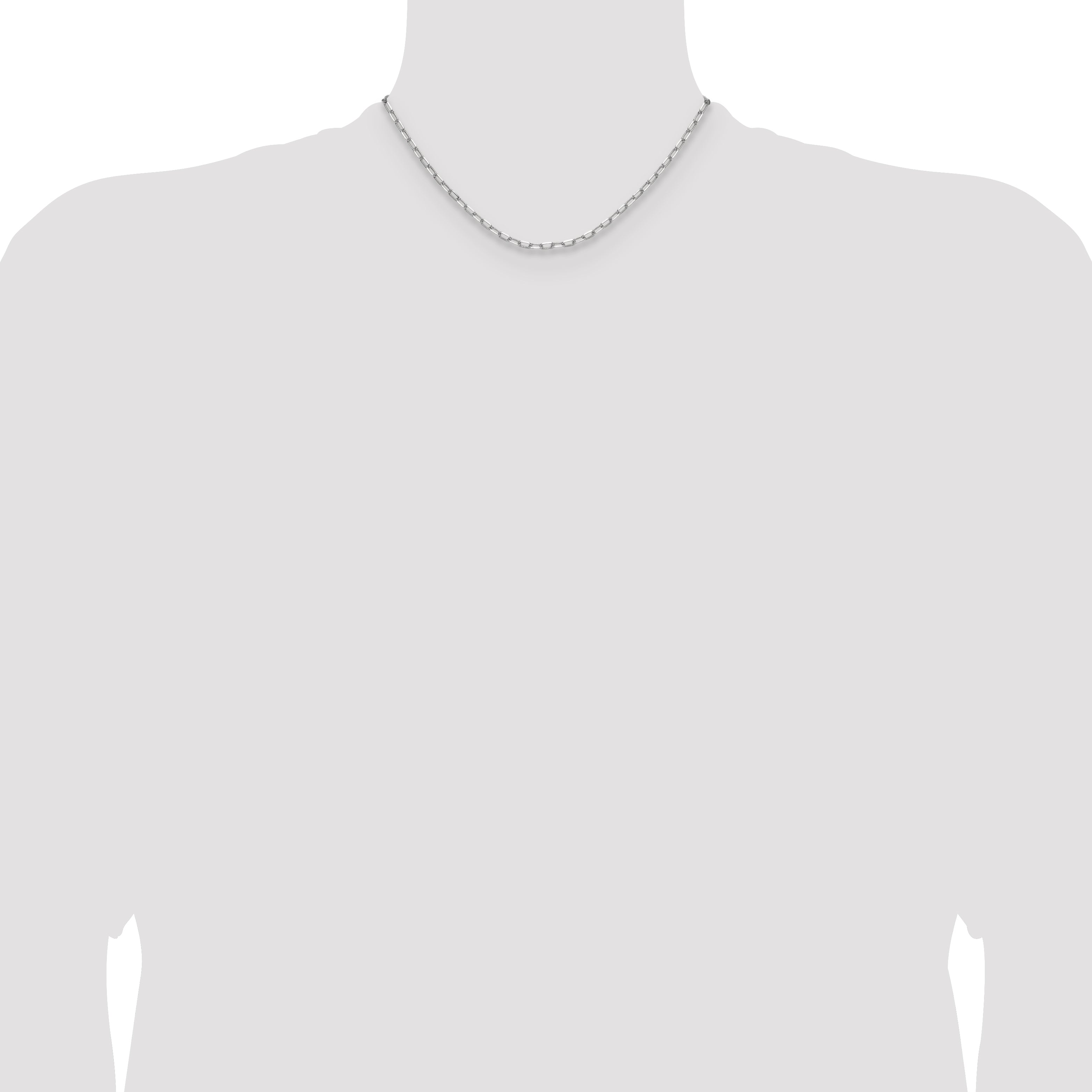 14k White Gold 3.0mm Solid Beveled Paperclip Chain