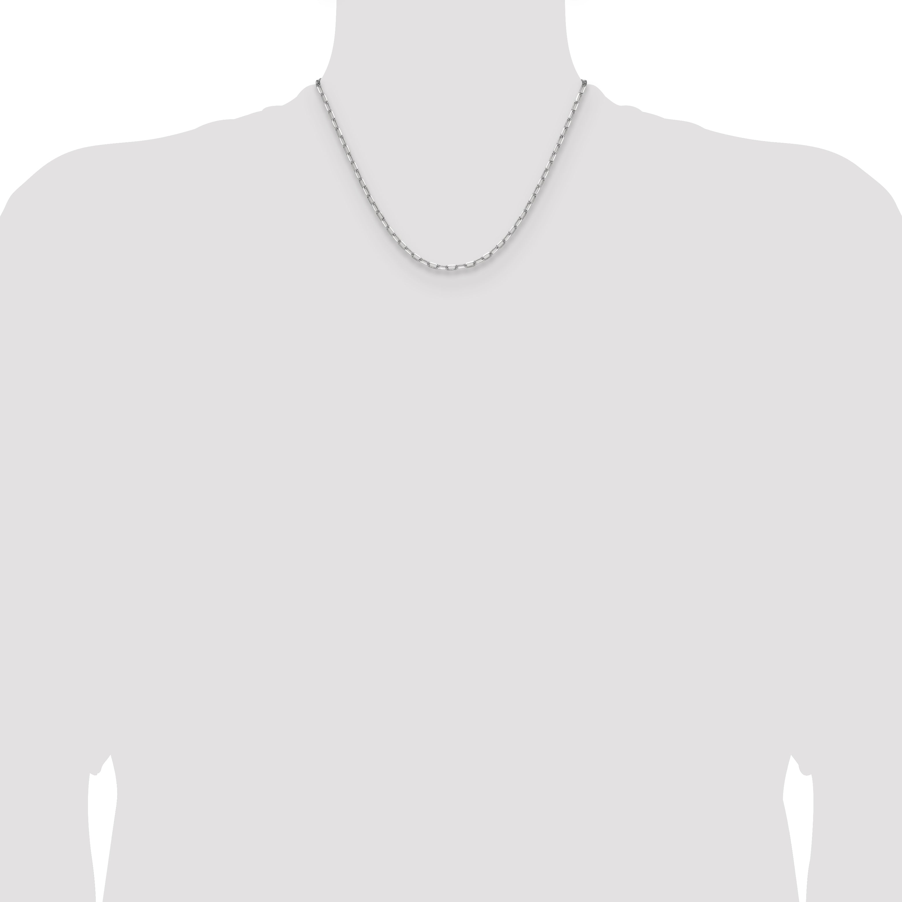 14k White Gold 3.0mm Solid Beveled Paperclip Chain