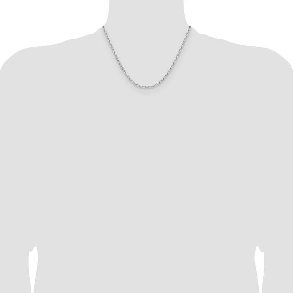 14k White Gold 3.0mm Solid Beveled Paperclip Chain
