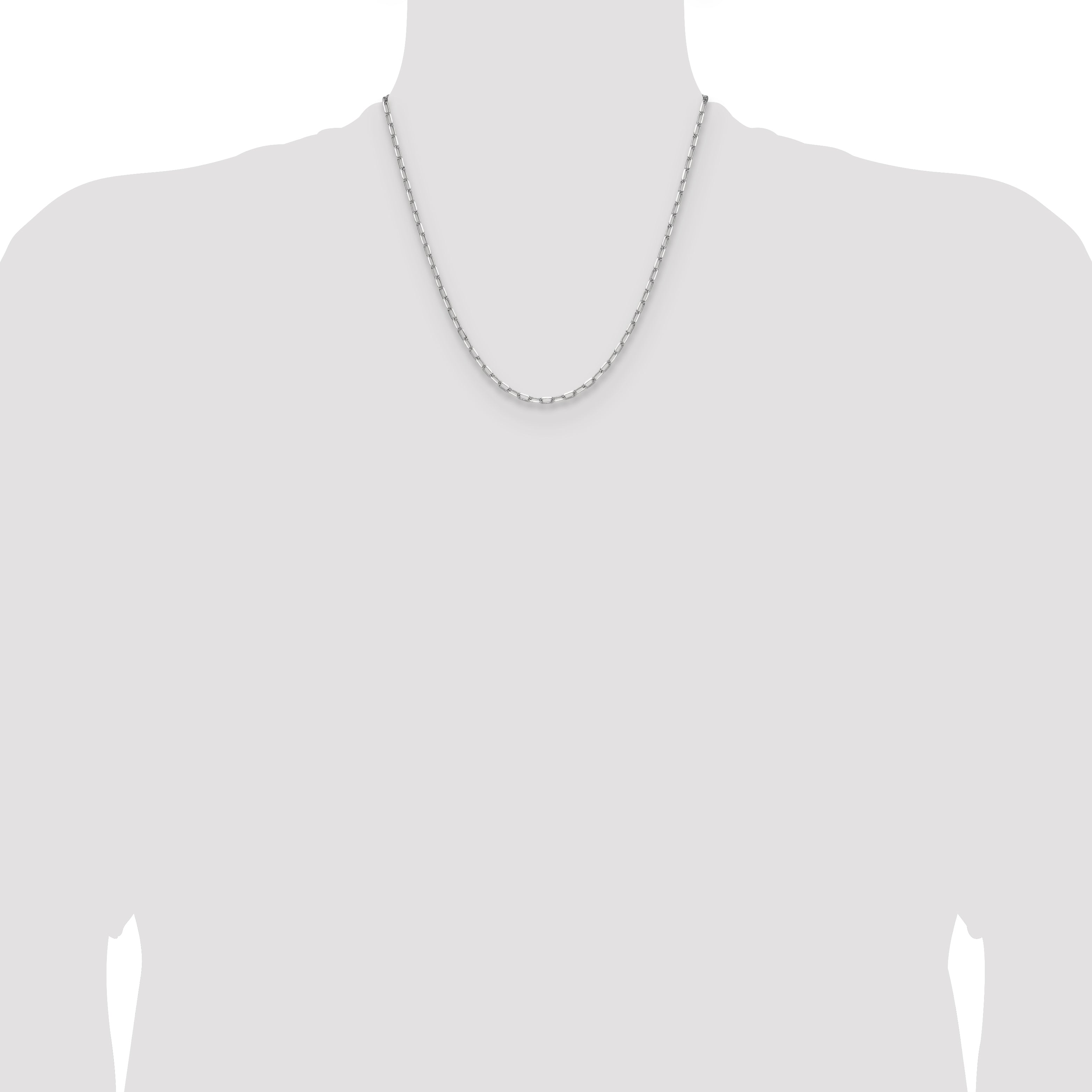 14k White Gold 3.0mm Solid Beveled Paperclip Chain