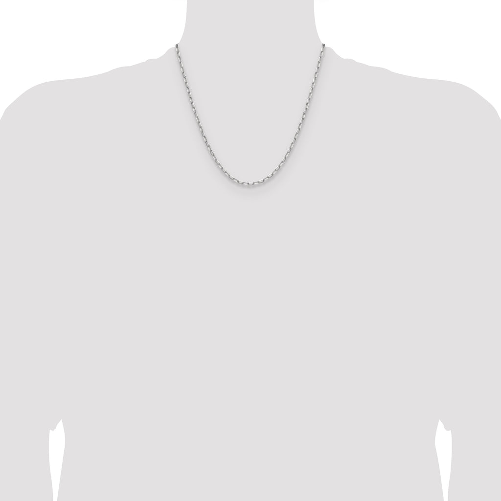 14k White Gold 3.0mm Solid Beveled Paperclip Chain
