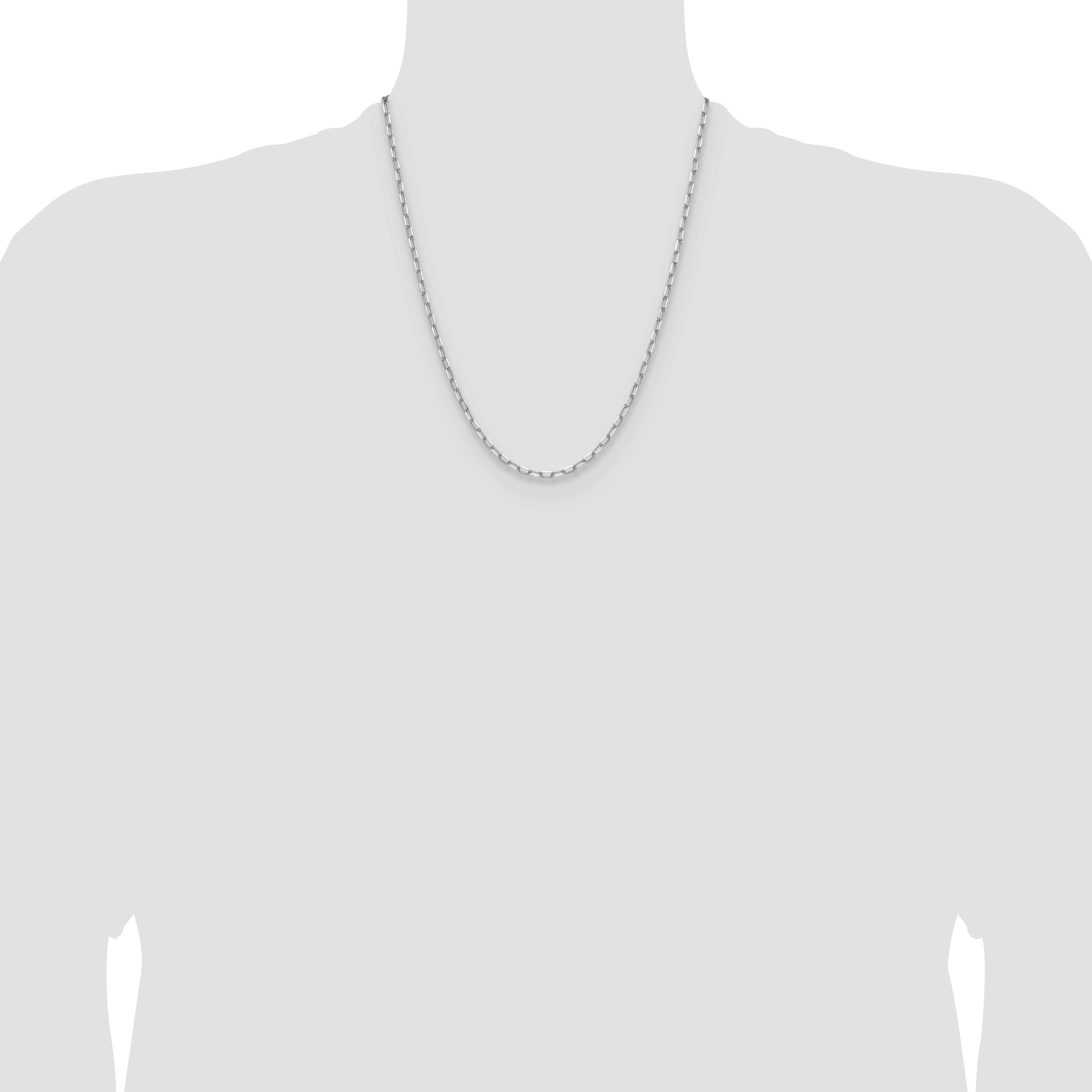 14k White Gold 3.0mm Solid Beveled Paperclip Chain