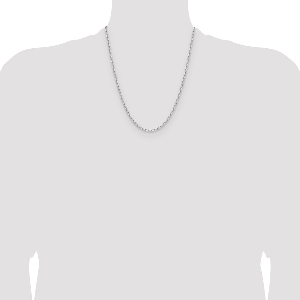 14k White Gold 3.0mm Solid Beveled Paperclip Chain