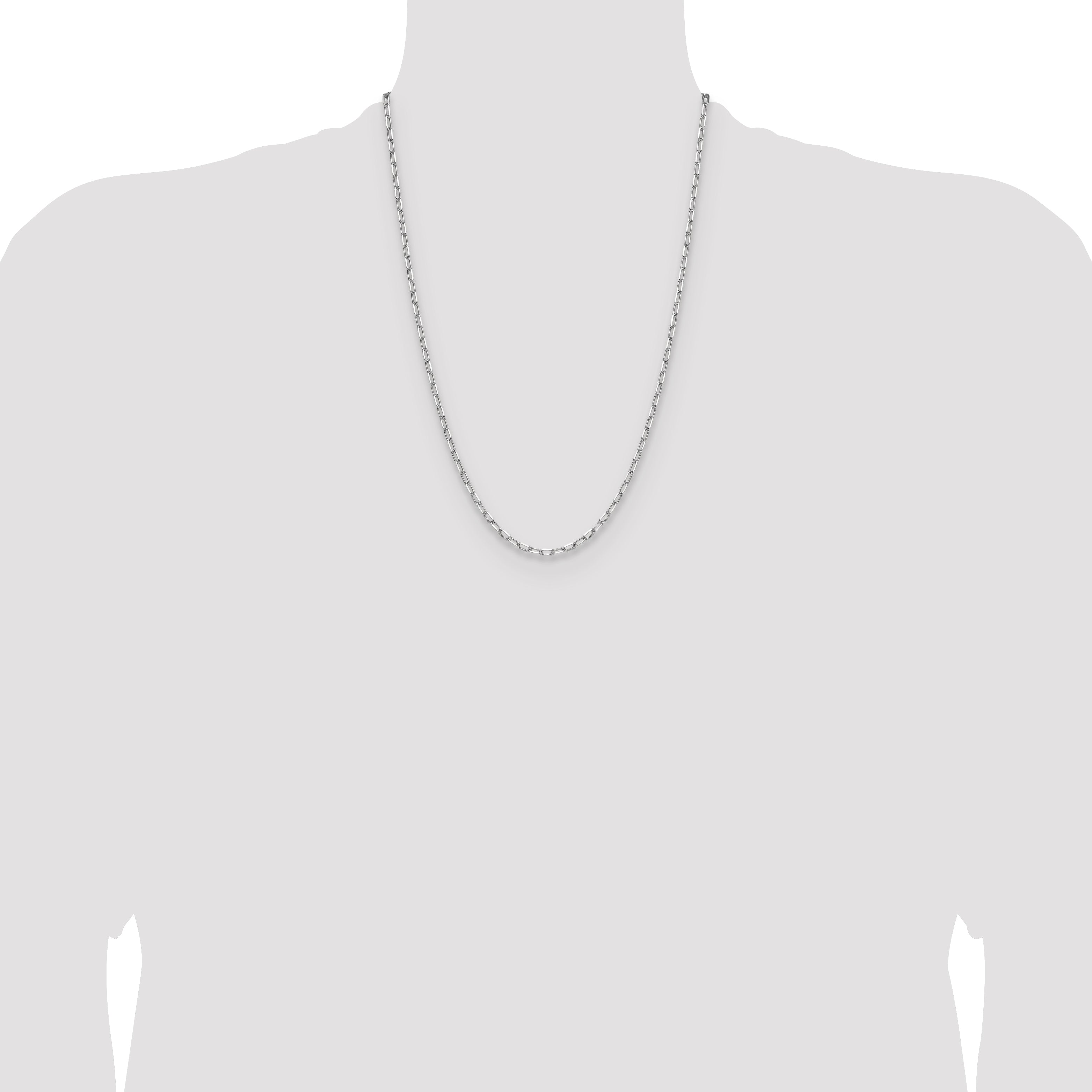 14k White Gold 3.0mm Solid Beveled Paperclip Chain