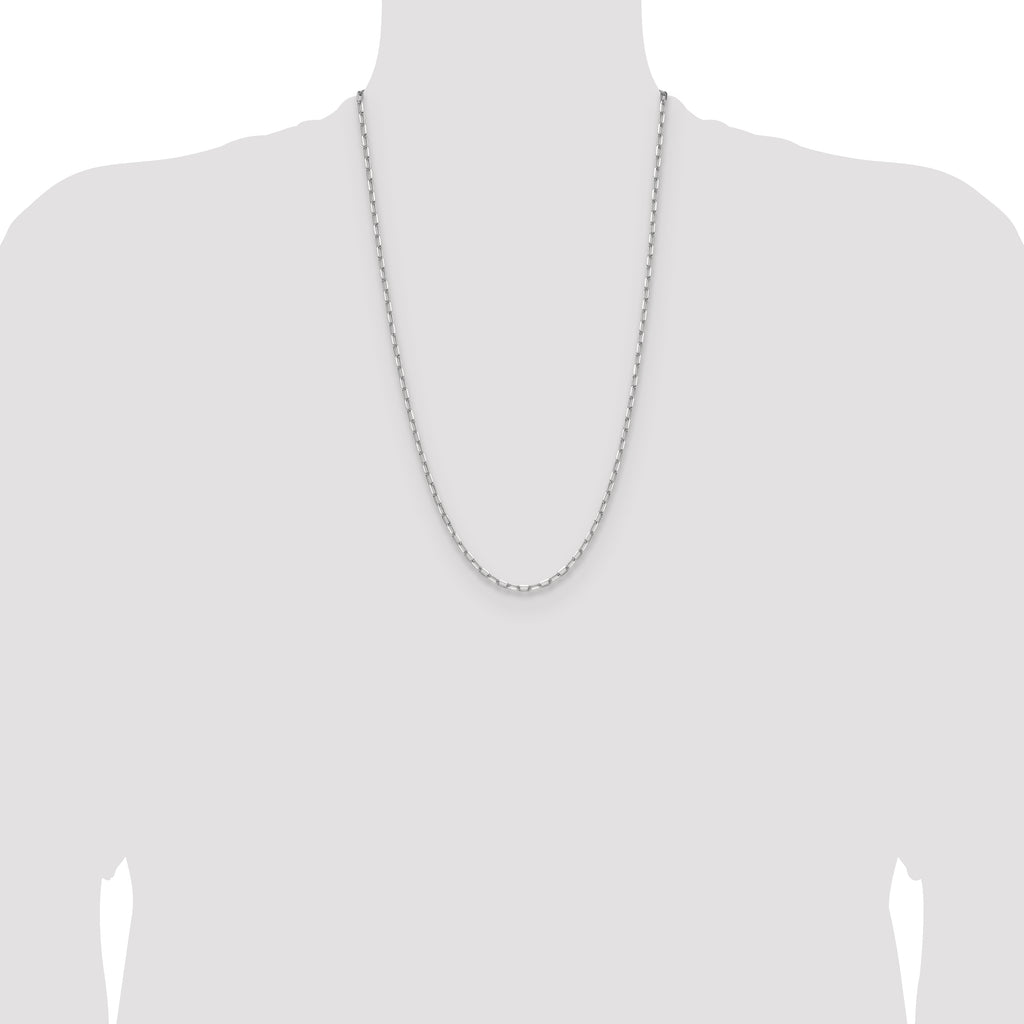 14k White Gold 3.0mm Solid Beveled Paperclip Chain