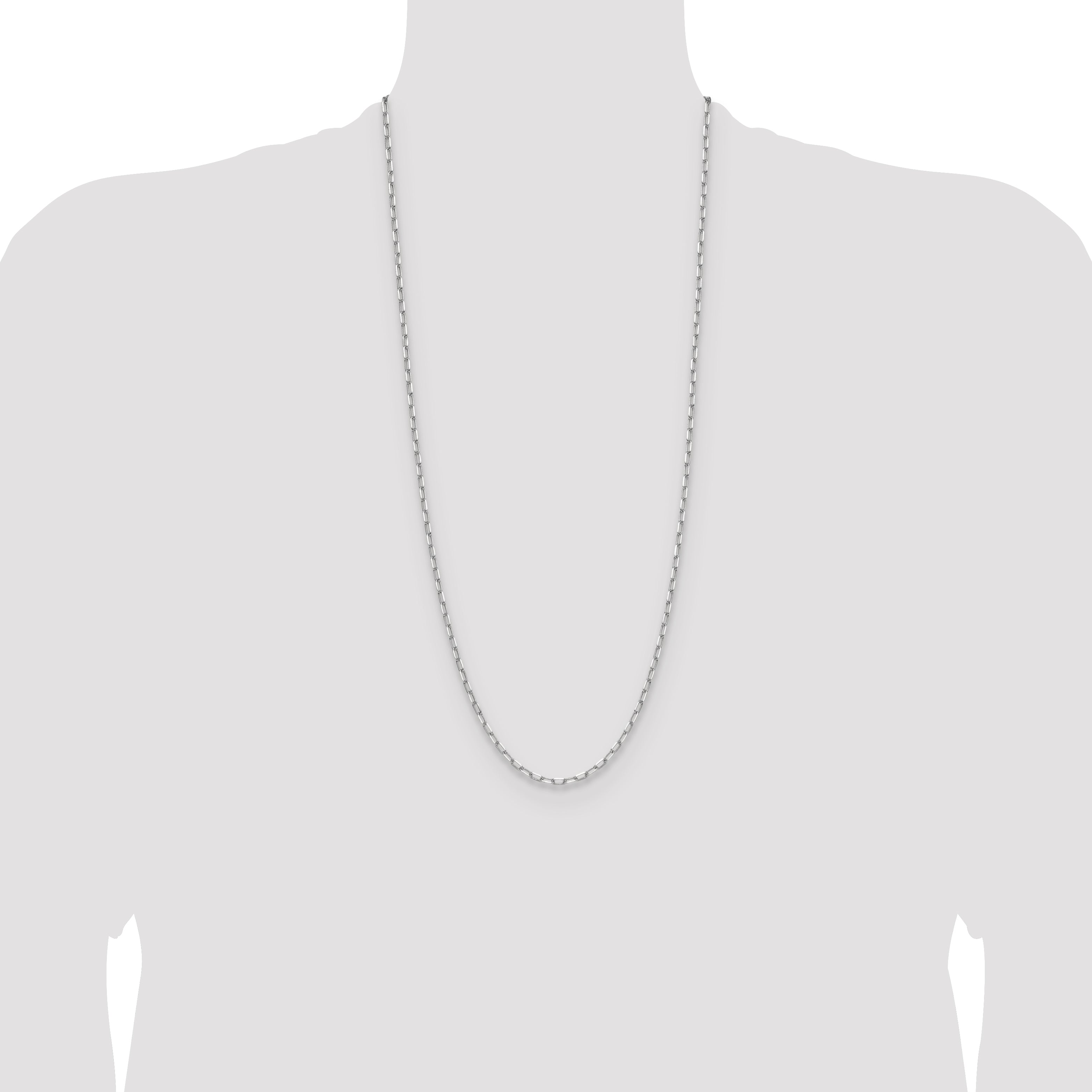 14k White Gold 3.0mm Solid Beveled Paperclip Chain