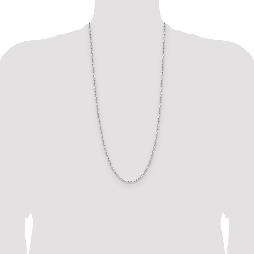 14k White Gold 3.0mm Solid Beveled Paperclip Chain