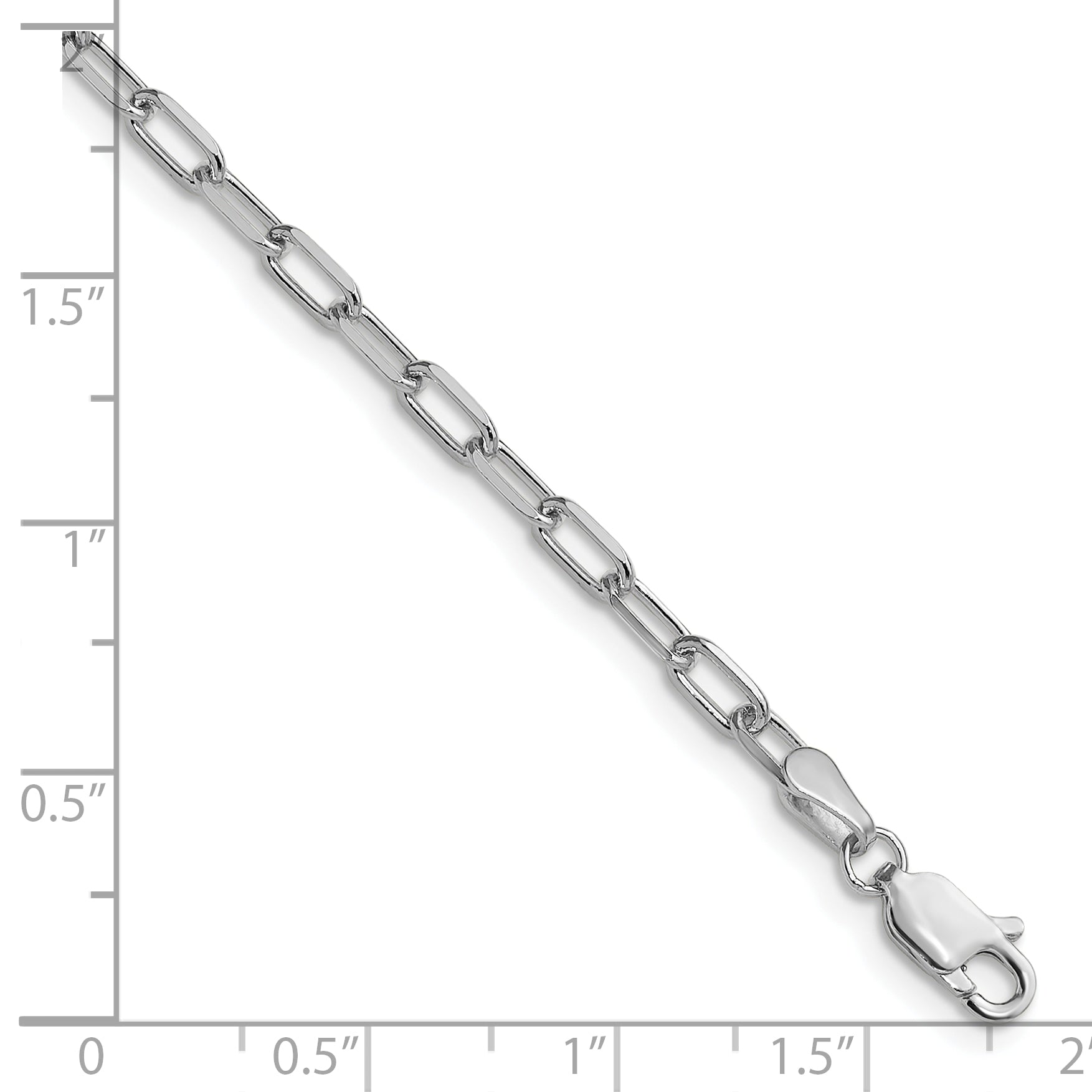 14k White Gold 3.0mm Solid Beveled Paperclip Chain