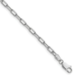 14k White Gold 3.0mm Solid Beveled Paperclip Chain