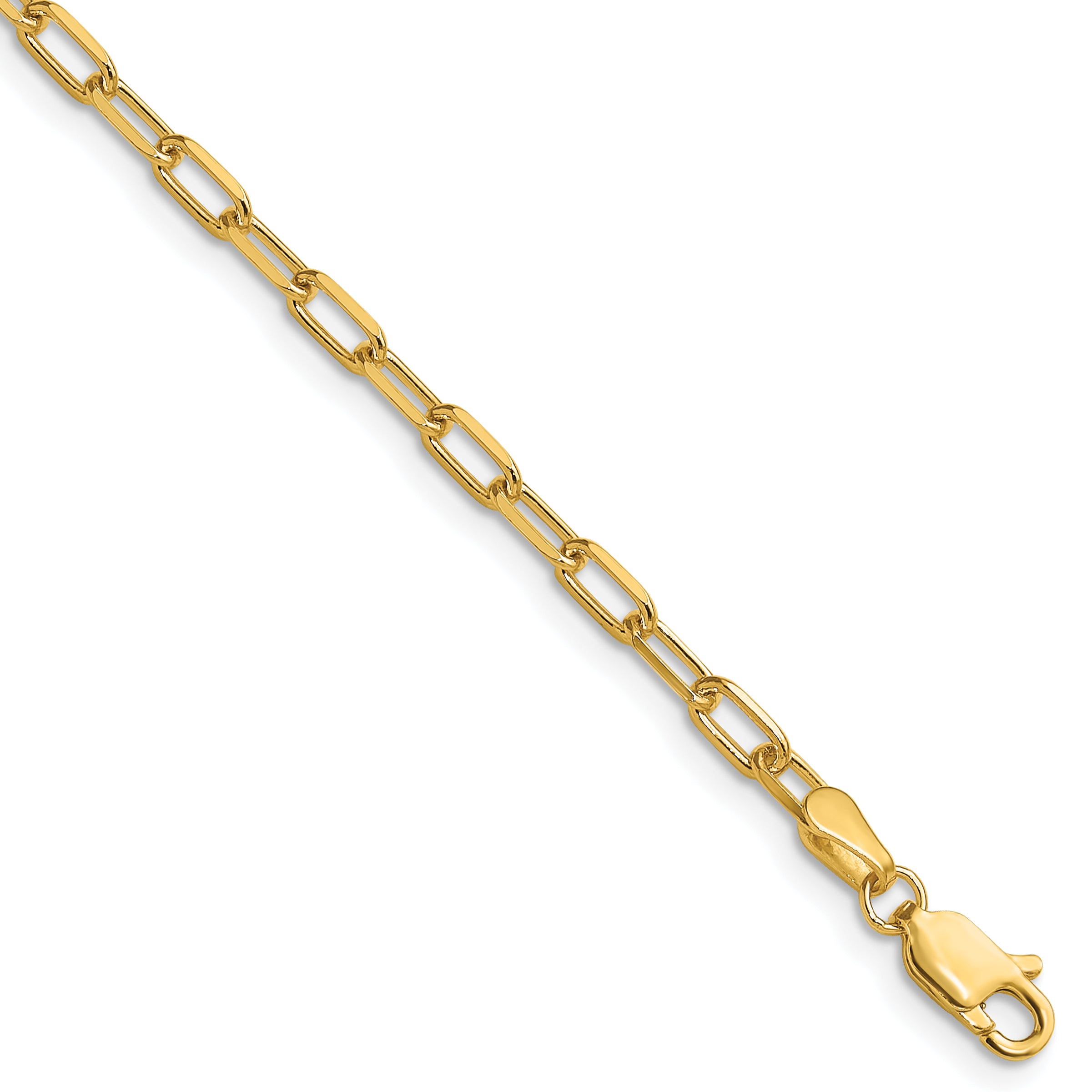 14K Yellow Gold Solid Paperclip Chain Necklace 3mm Main image