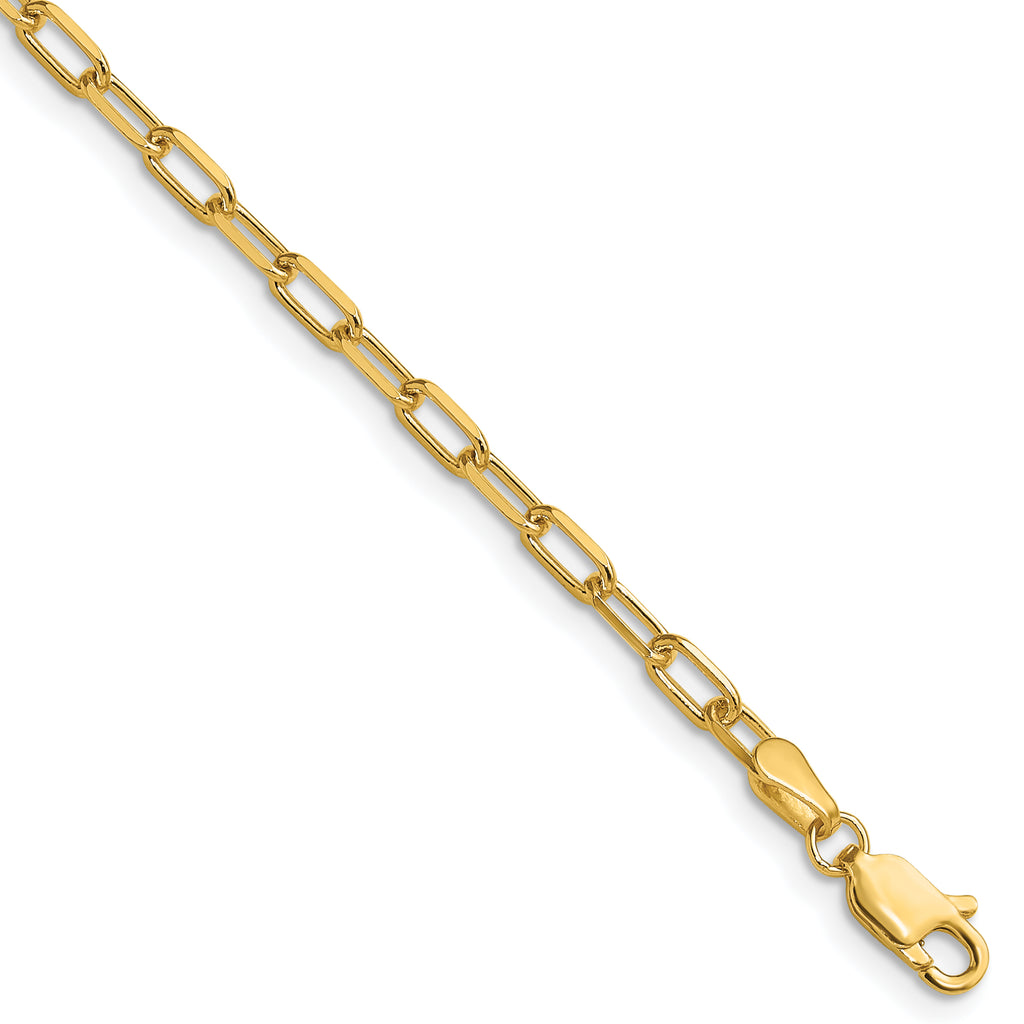 14K Yellow Gold Solid Paperclip Chain Necklace 3mm