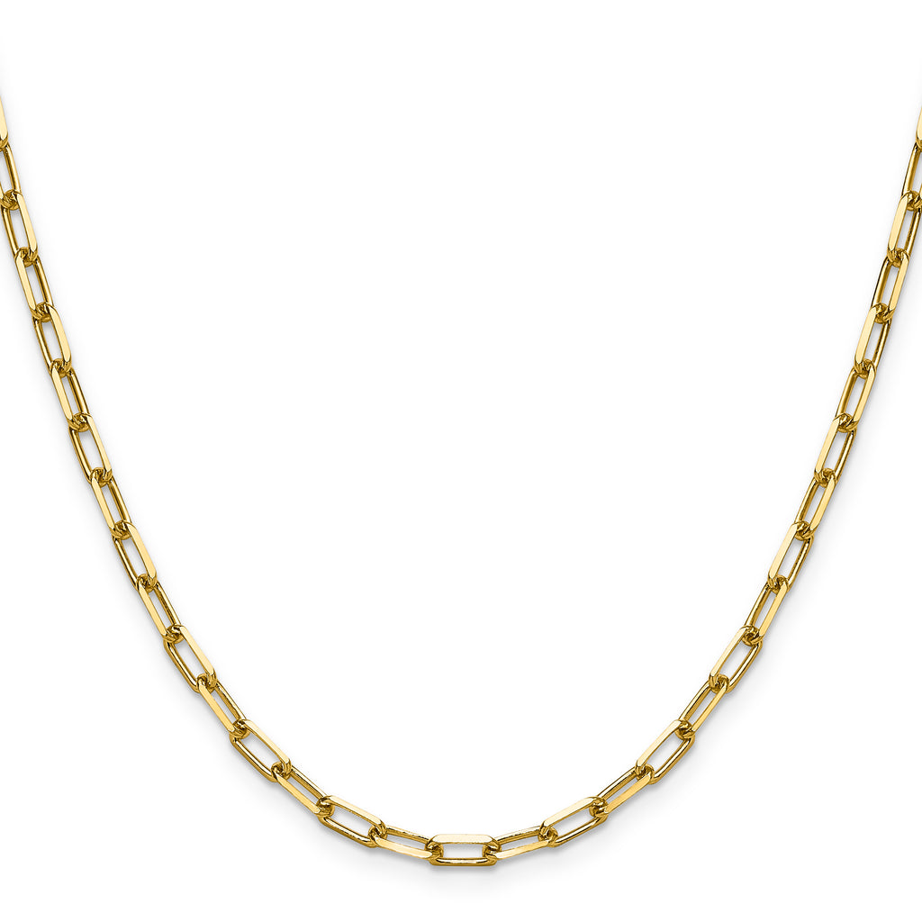 14K Yellow Gold Solid Paperclip Chain Necklace 3.43mm