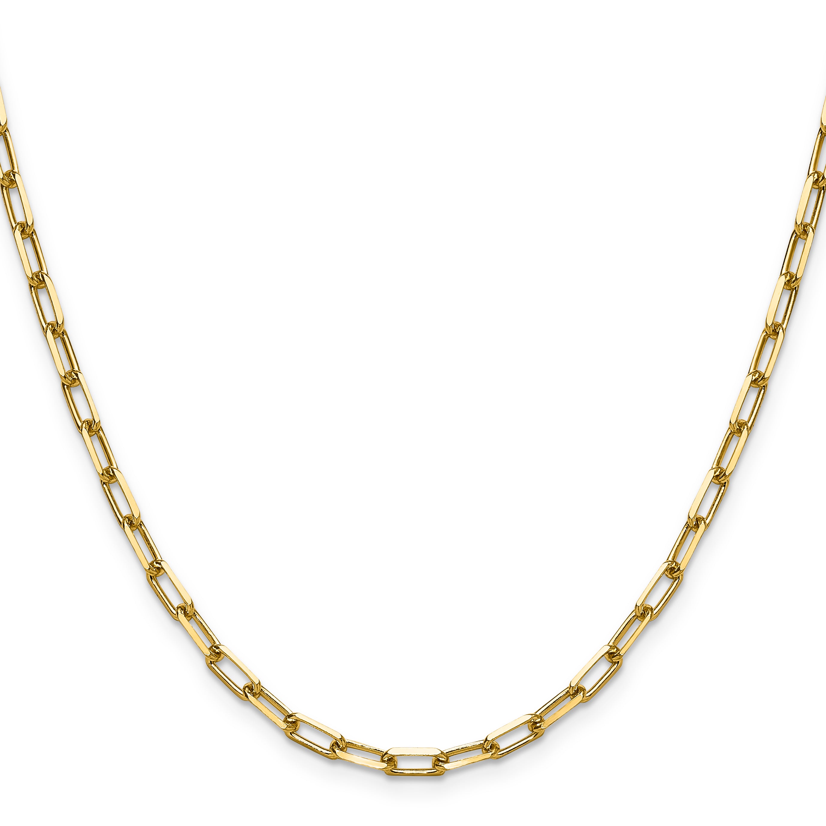14K Yellow Gold Solid Paperclip Chain Necklace 3.43mm