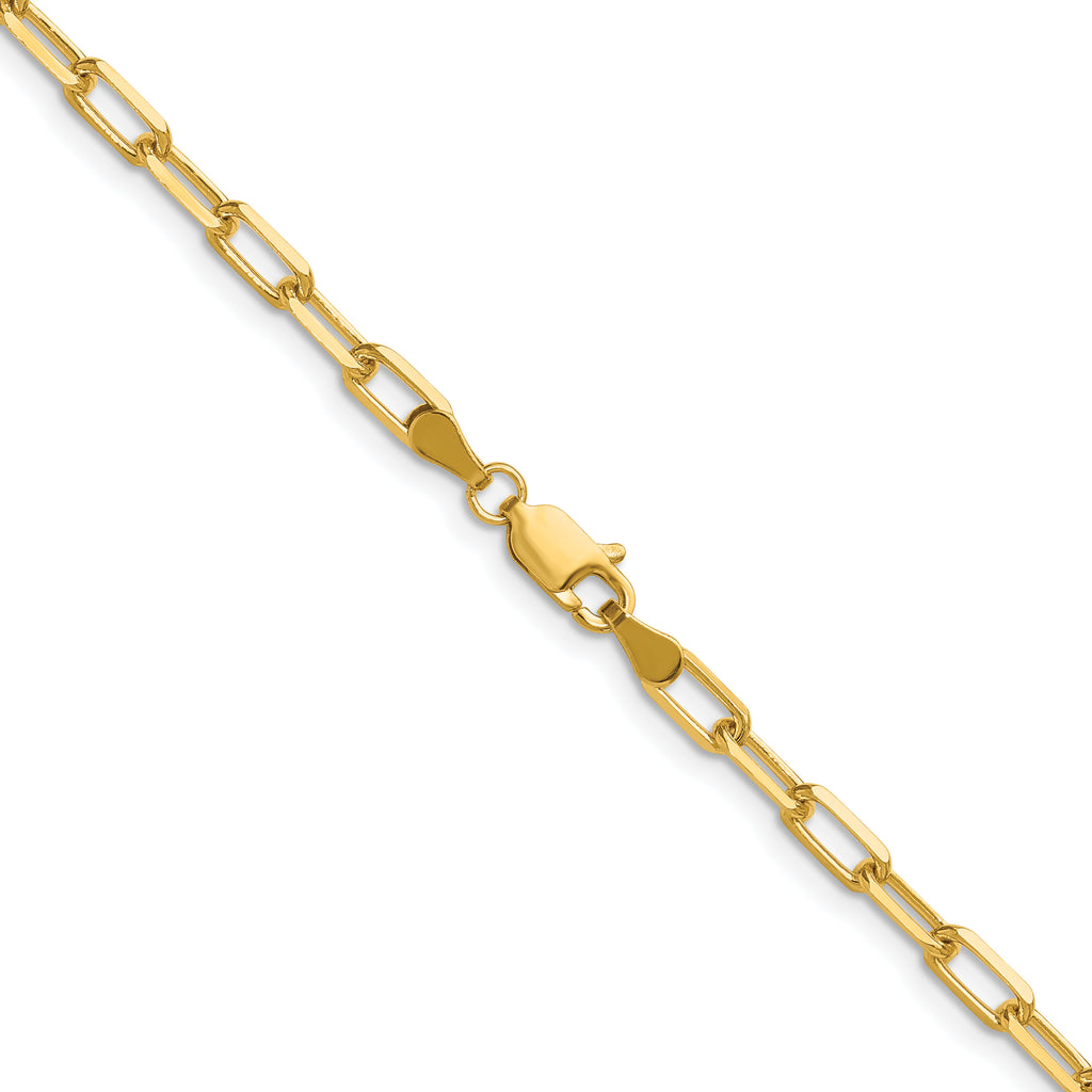 14K Yellow Gold Solid Paperclip Chain Necklace 3.43mm