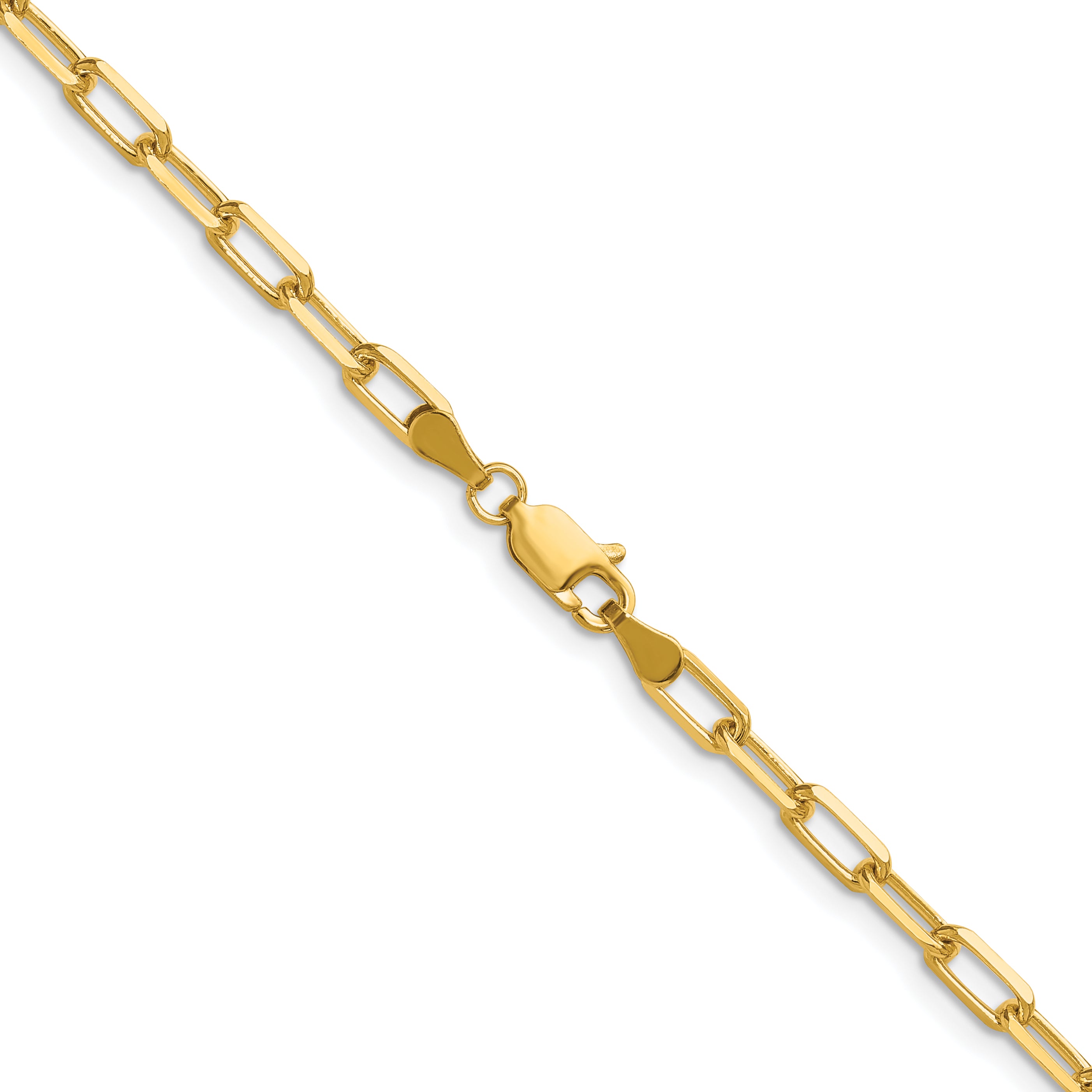 14K Yellow Gold Solid Paperclip Chain Necklace 3.43mm