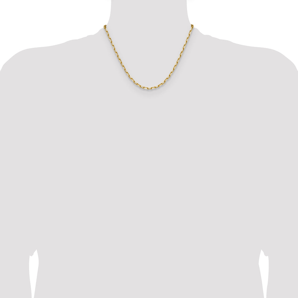14K Yellow Gold Solid Paperclip Chain Necklace 3.43mm