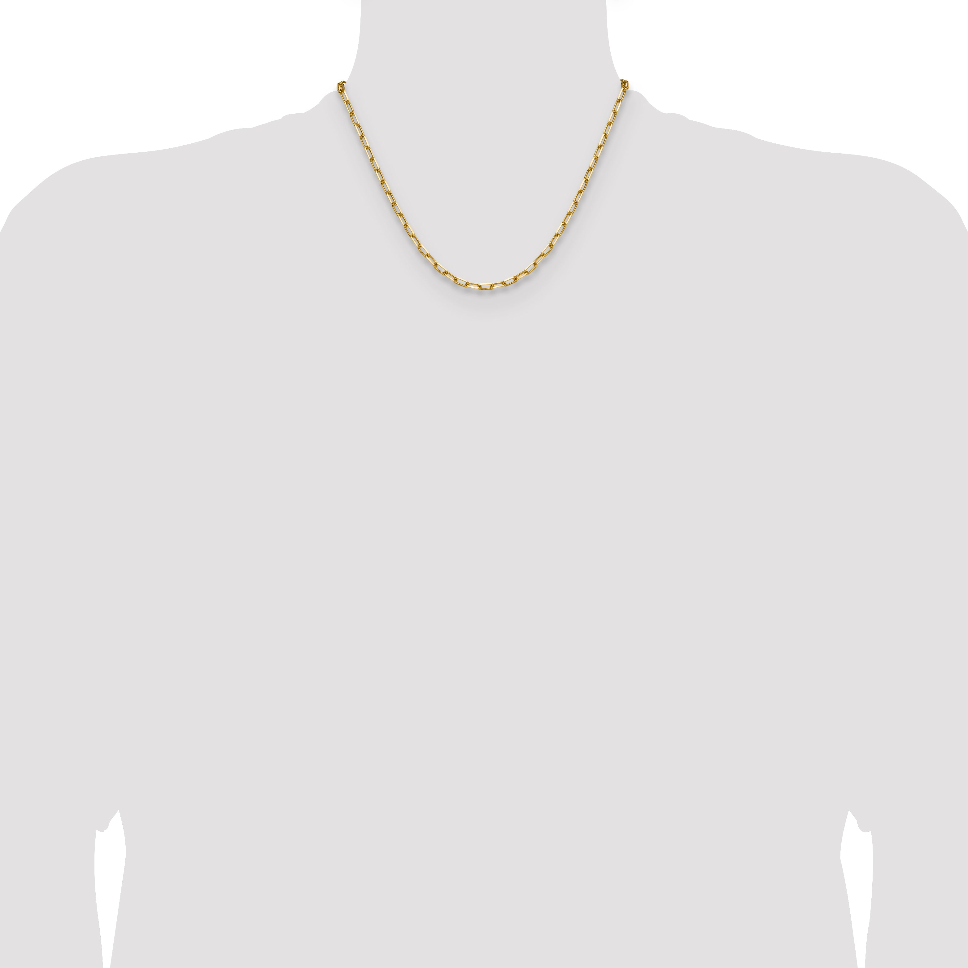 14K Yellow Gold Solid Paperclip Chain Necklace 3.43mm