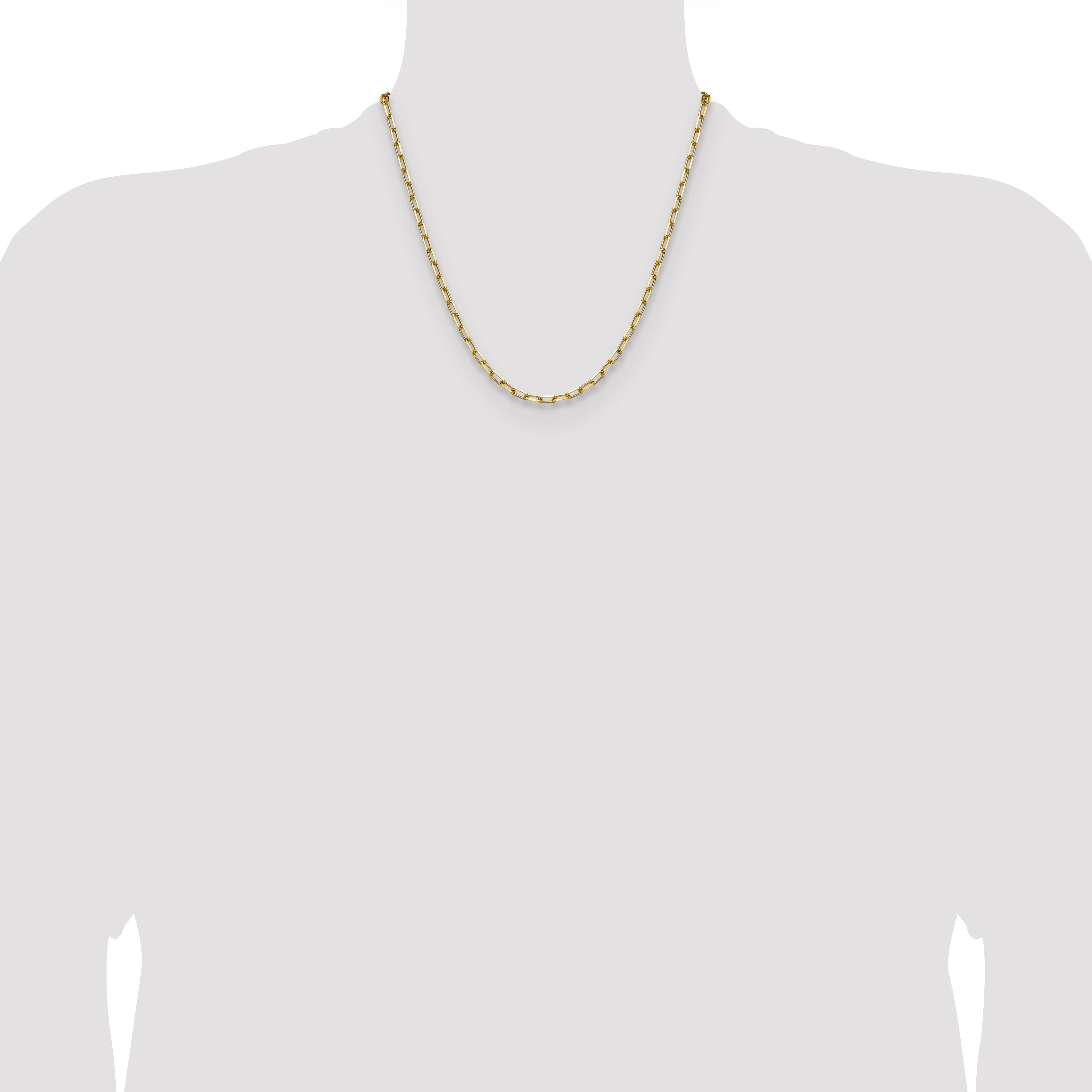 14k 3.5mm Solid Beveled Paperclip Chain