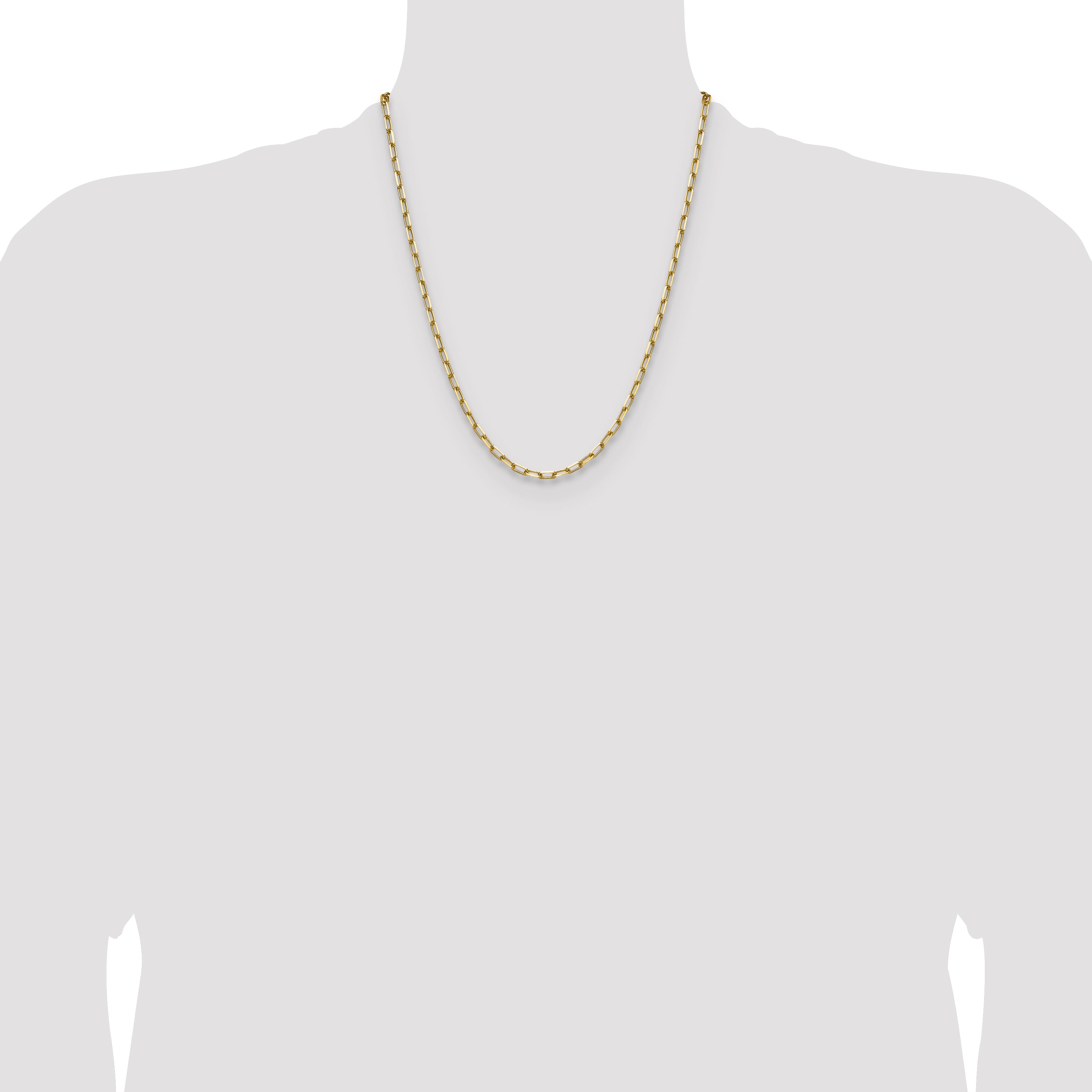 14k 3.5mm Solid Beveled Paperclip Chain