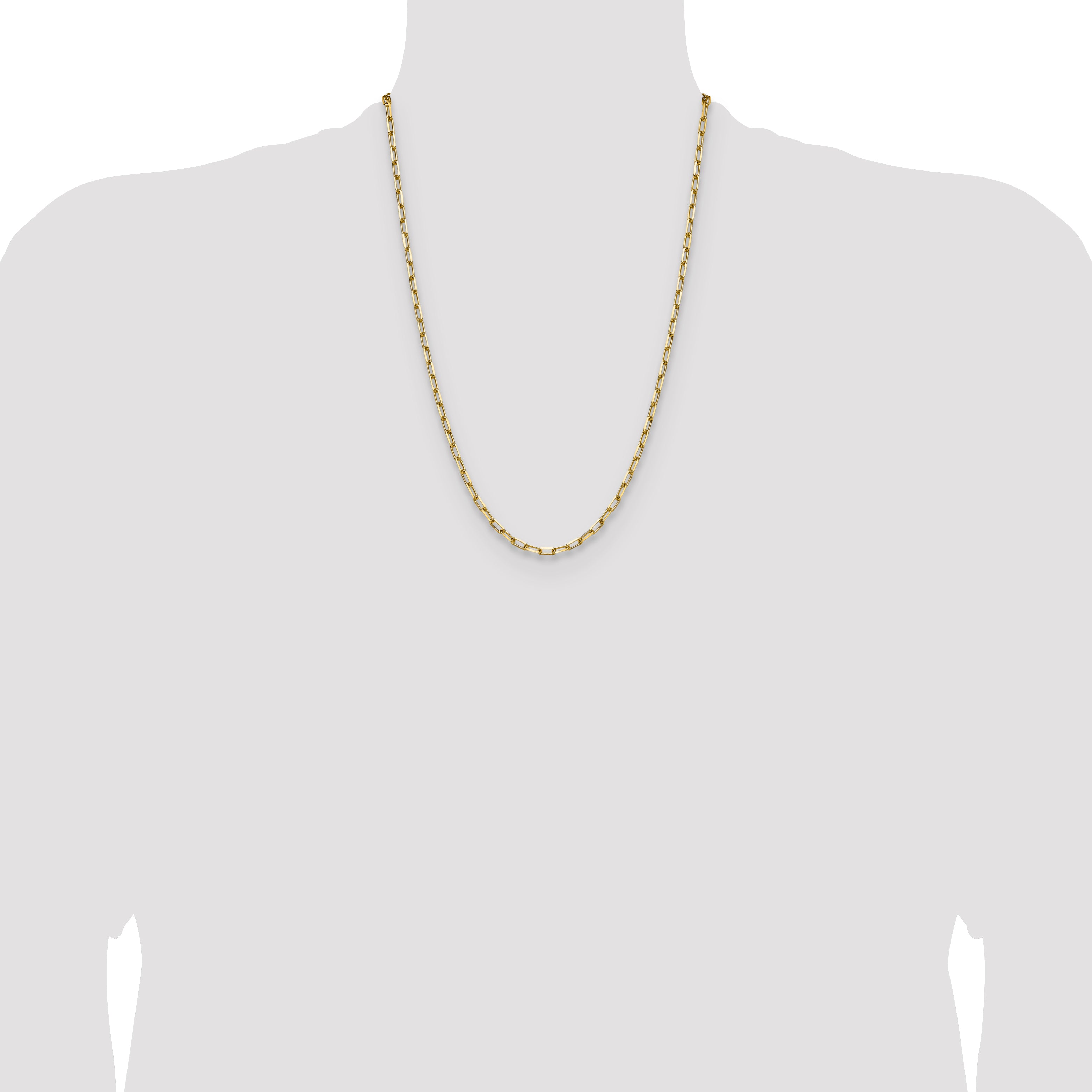 14k 3.5mm Solid Beveled Paperclip Chain