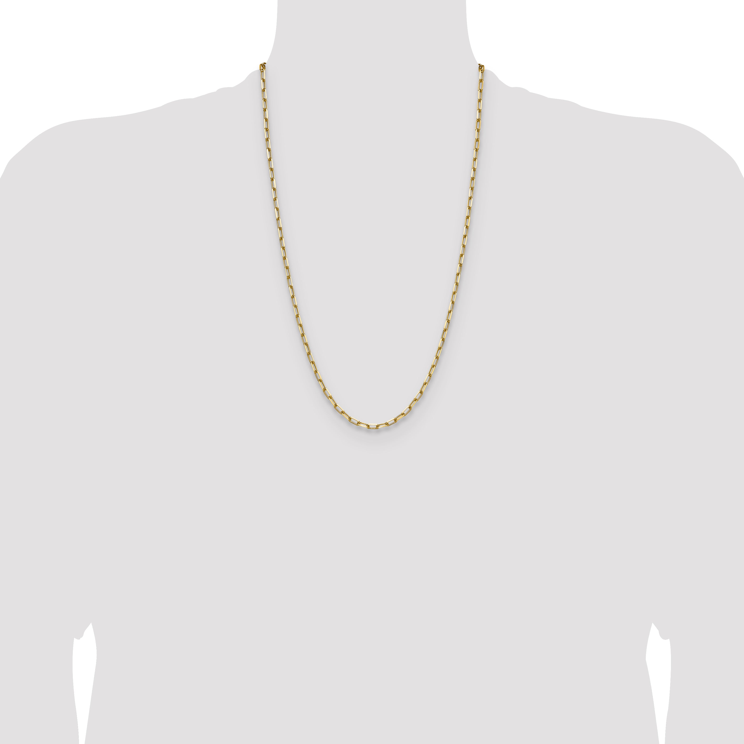 14k 3.5mm Solid Beveled Paperclip Chain