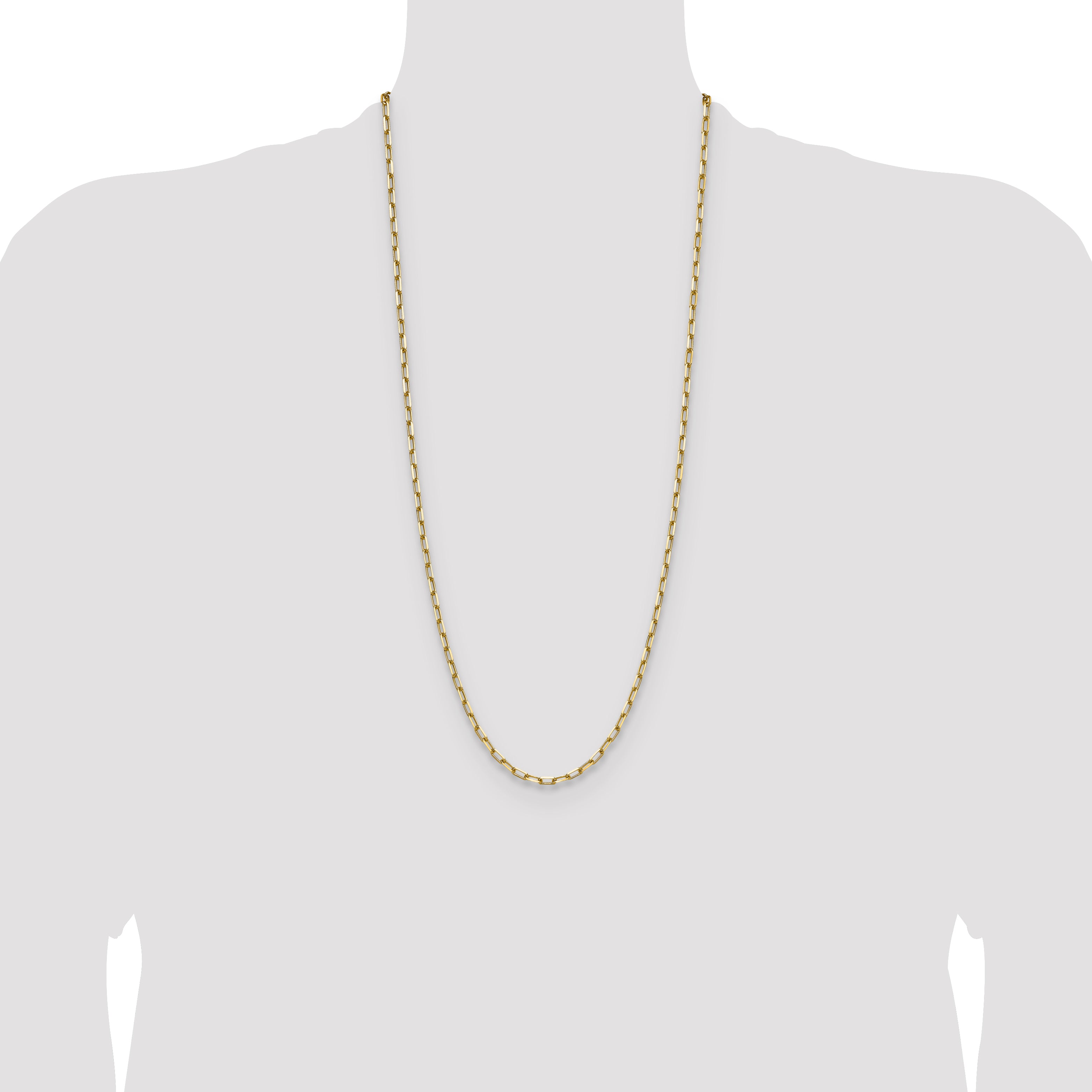 14k 3.5mm Solid Beveled Paperclip Chain