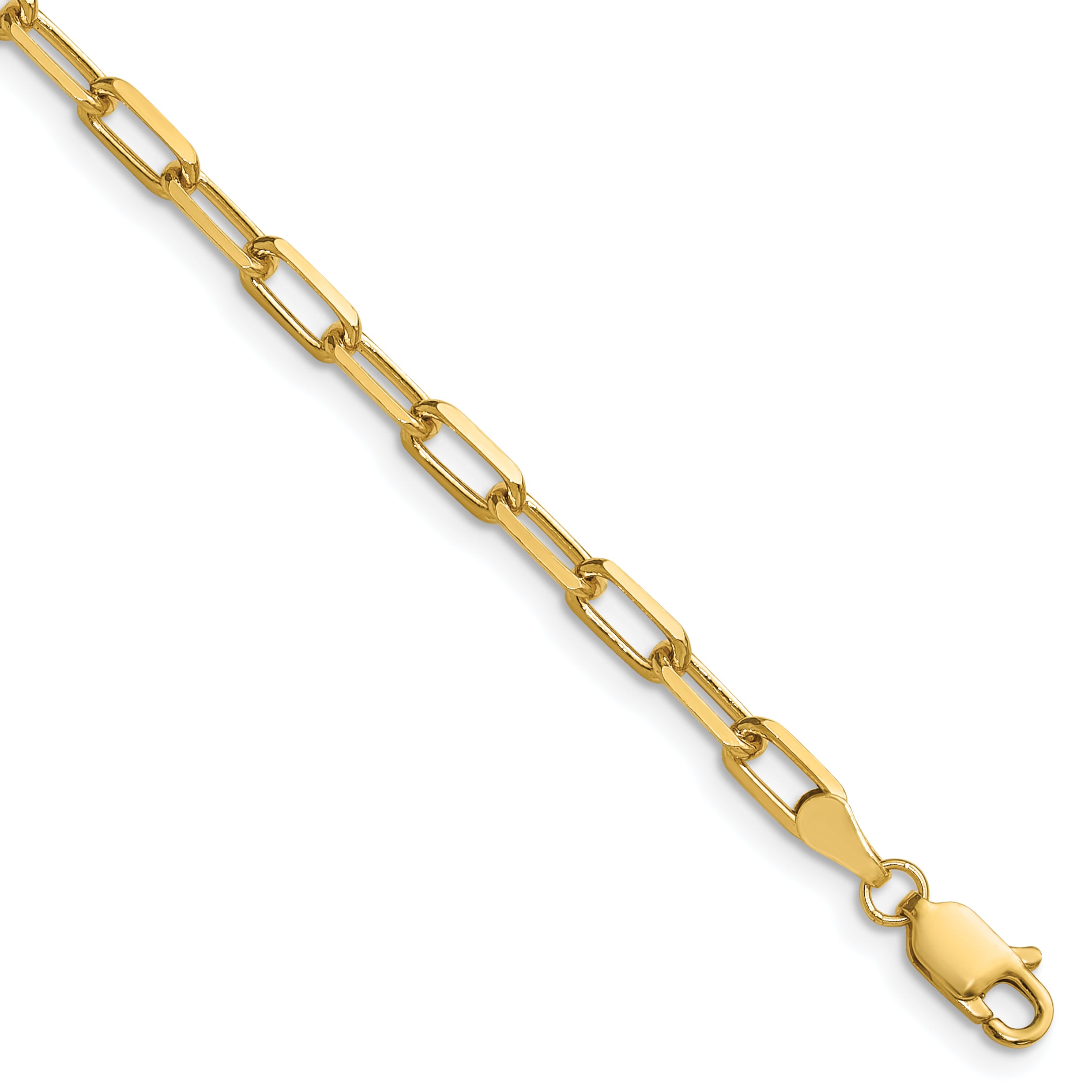 14k 3.5mm Solid Beveled Paperclip Chain