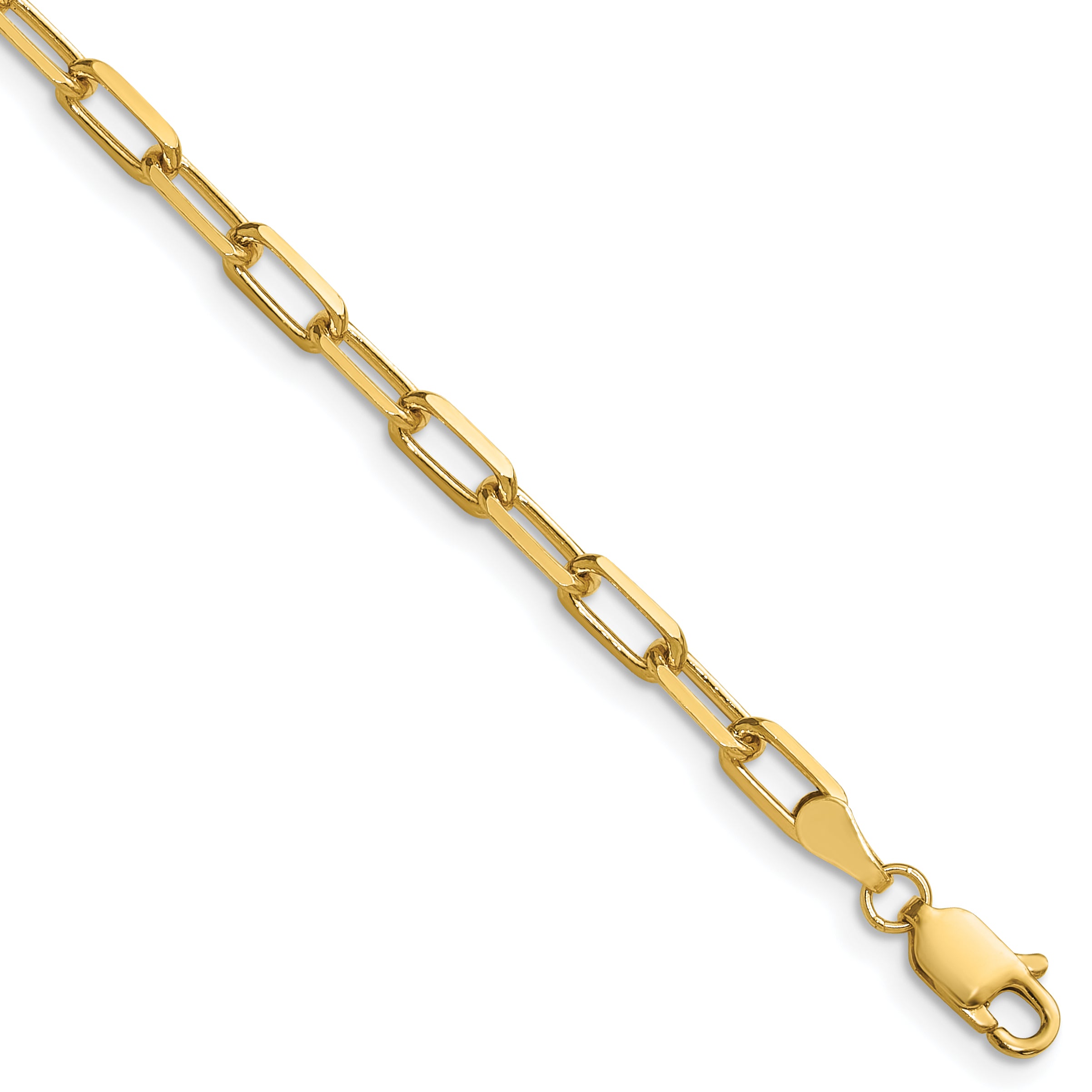 14K Yellow Gold Solid Paperclip Chain Necklace 3.43mm