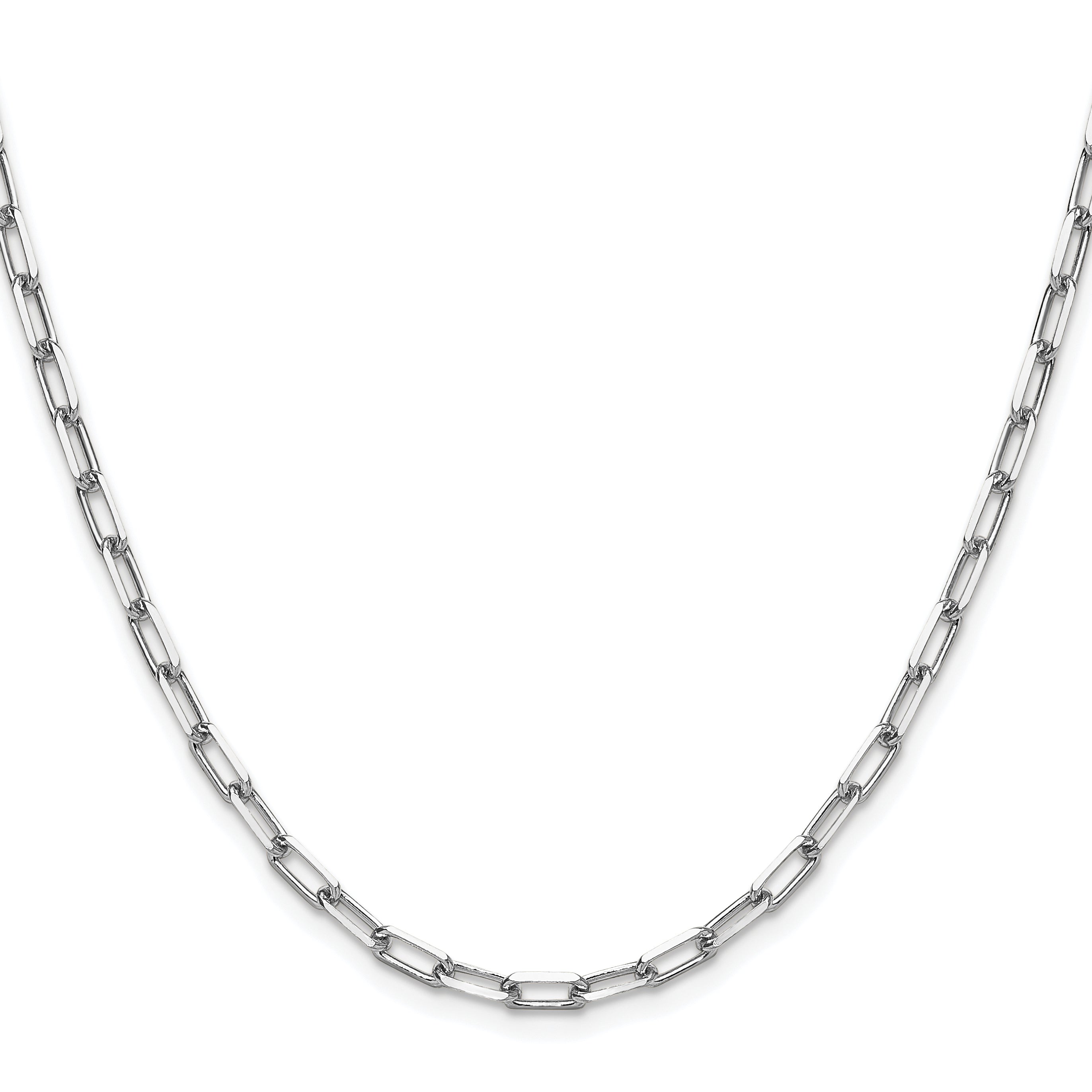 14k White Gold 3.5mm Solid Beveled Paperclip Chain