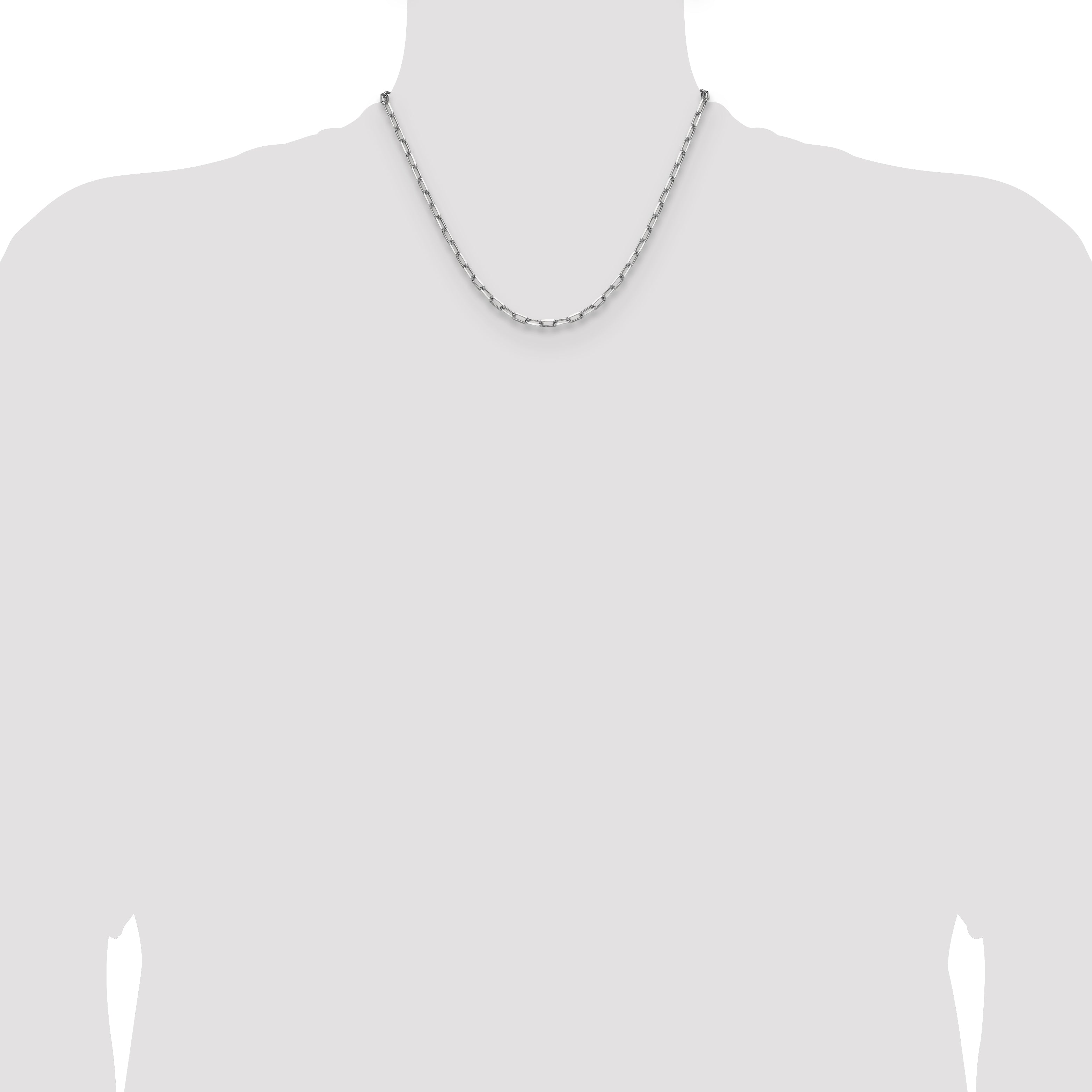 14k White Gold 3.5mm Solid Beveled Paperclip Chain