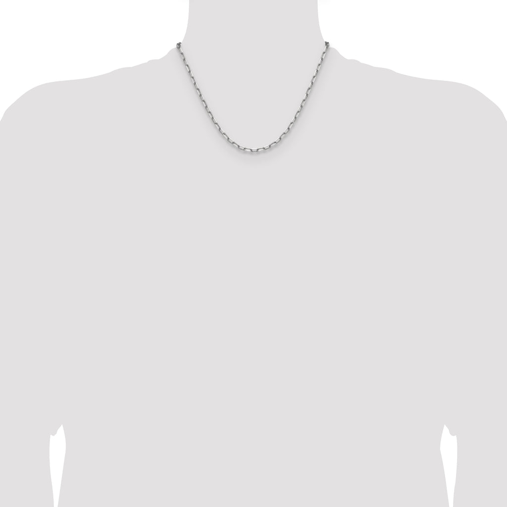 14k White Gold 3.5mm Solid Beveled Paperclip Chain