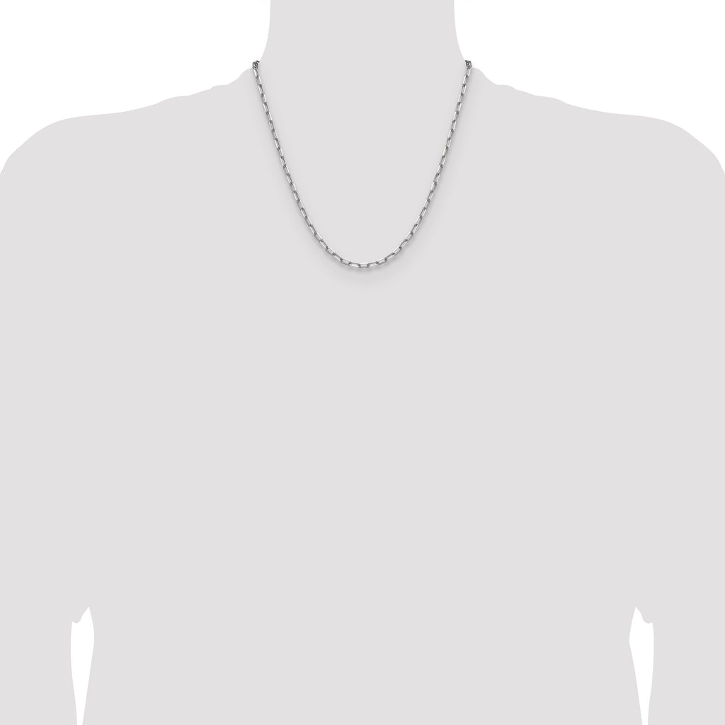 14k White Gold 3.5mm Solid Beveled Paperclip Chain