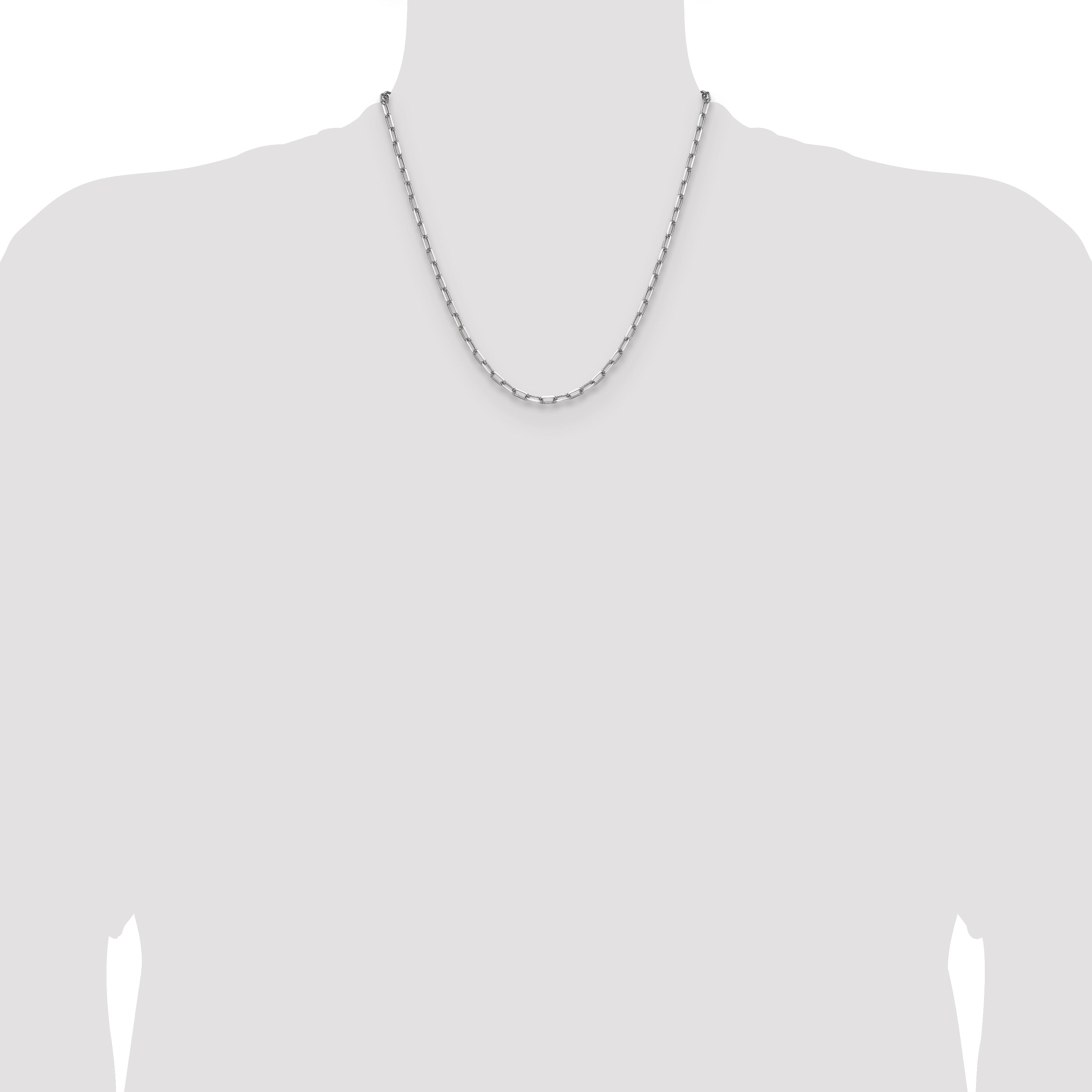 14k White Gold 3.5mm Solid Beveled Paperclip Chain
