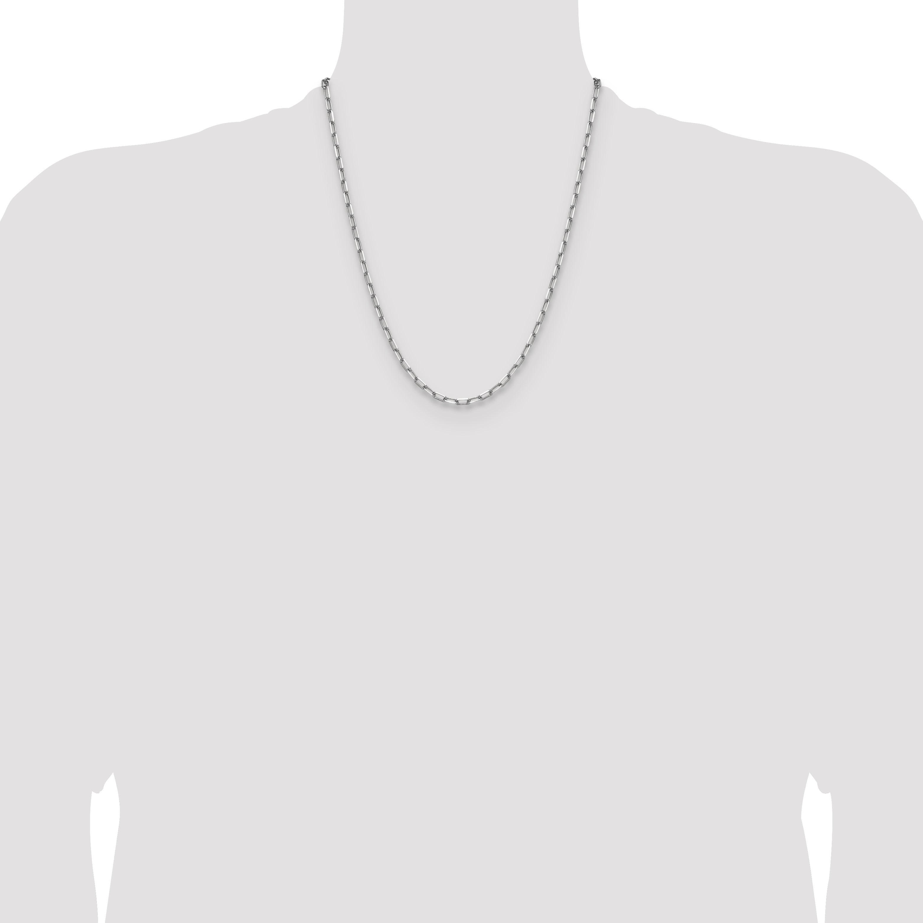 14k White Gold 3.5mm Solid Beveled Paperclip Chain
